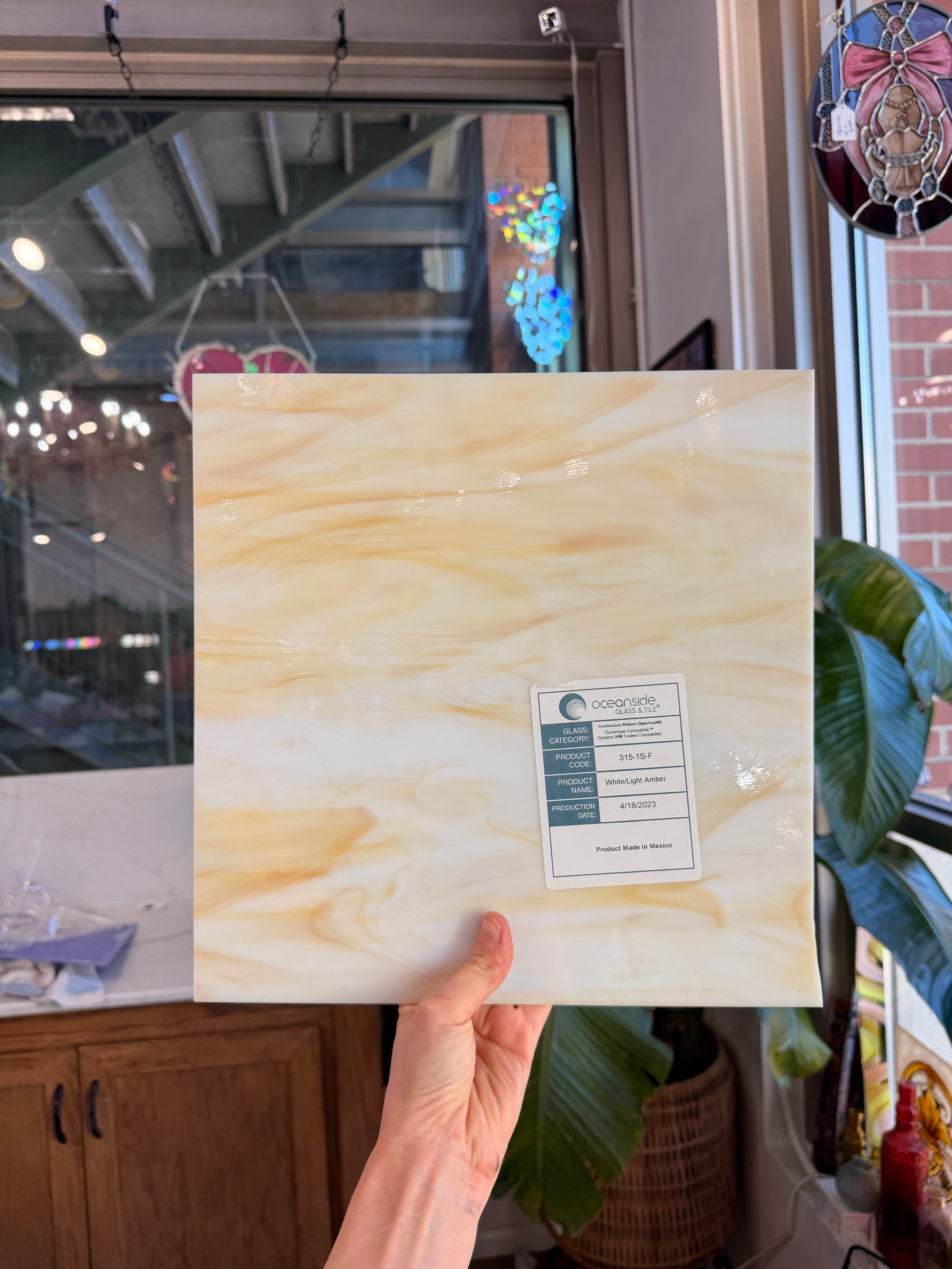 White/Light Amber Oceanside Fusible 96 COE (OGT 315.1F) Sheet Glass Colorado Glassworks