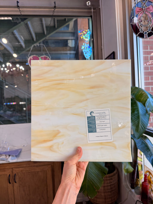 White/Light Amber Oceanside Fusible 96 COE (OGT 315.1F) Sheet Glass Colorado Glassworks