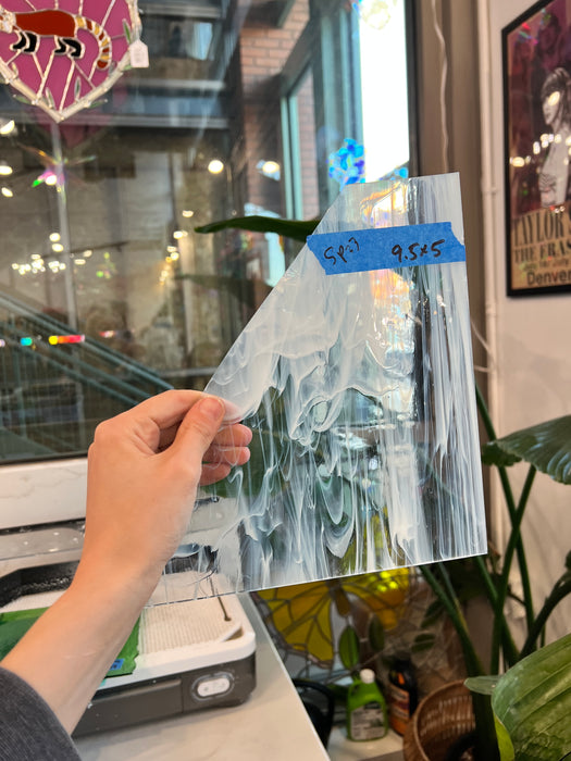 White and Clear Wispy Spectrum Sheet Glass Colorado Glassworks SP34.1 (9.5x5in)