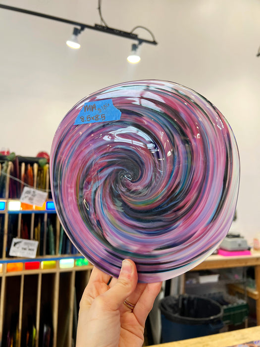Pink Purple Swirl Rondel COGW by Monarch Glass Sheet Glass Colorado Glass Works