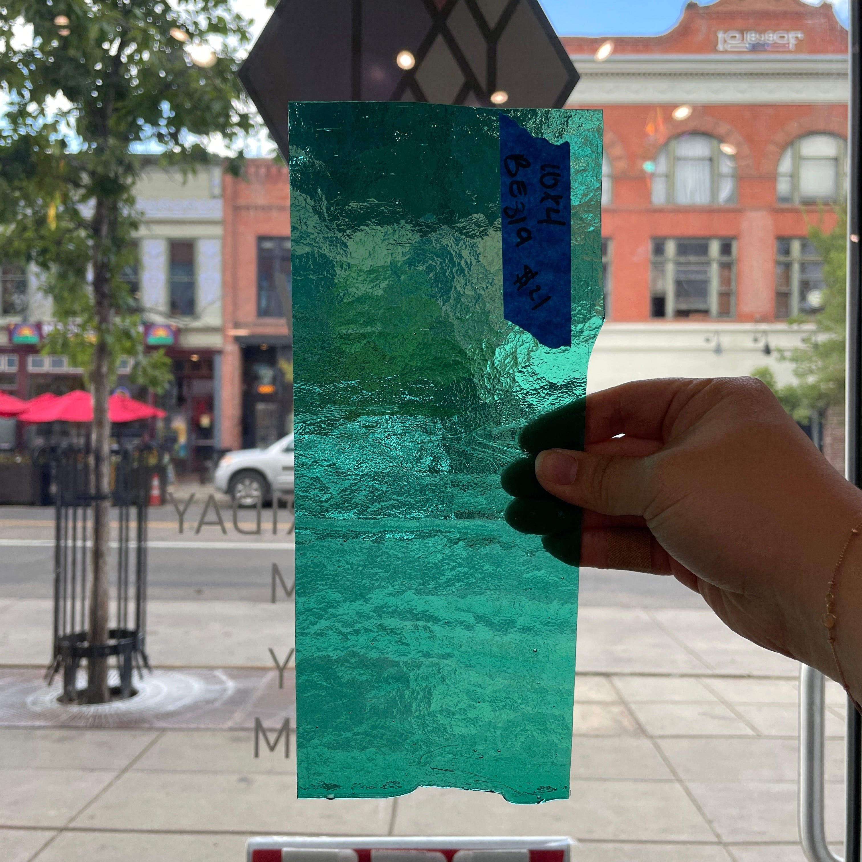 Teal Transparent Bullseye Sheet Glass Colorado Glass Works
