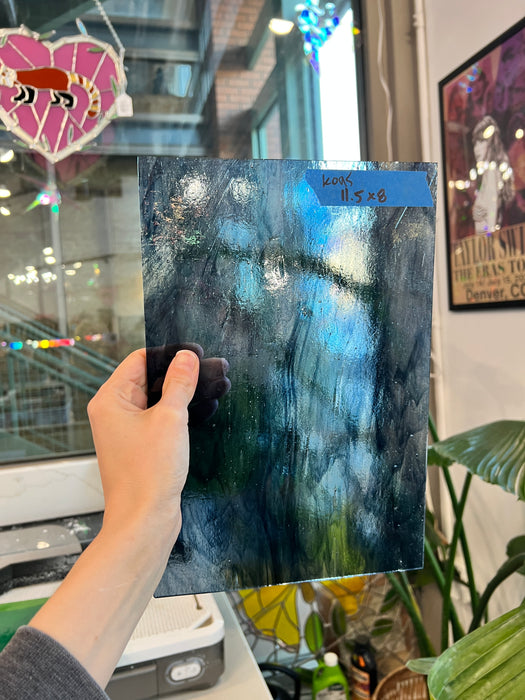 Blue Gray Wispy Vintage Kokomo Sheet Glass Colorado Glassworks KO95 (11.5x8in)