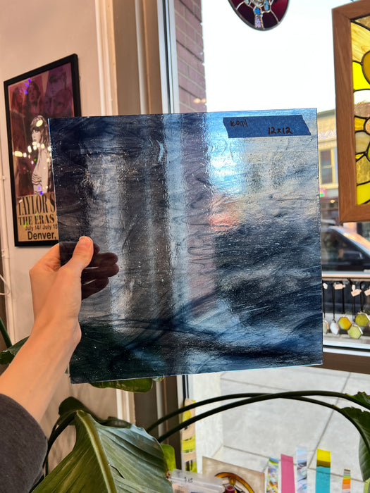 Blue Gray Wispy Vintage Kokomo Sheet Glass Colorado Glassworks