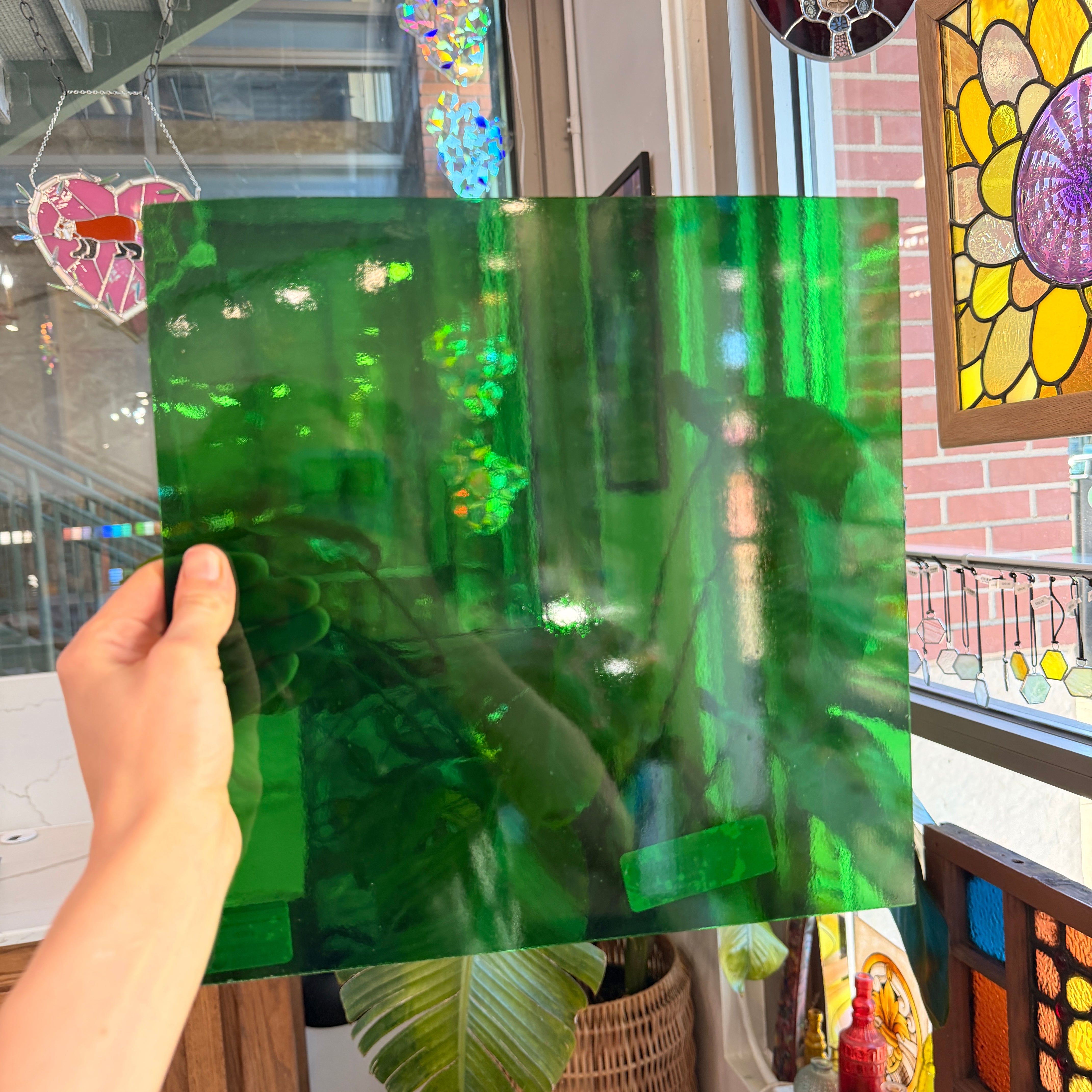 Medium Green Transparent Oceanside Fusible 96 COE (OGT 123F) Sheet Glass Colorado Glassworks