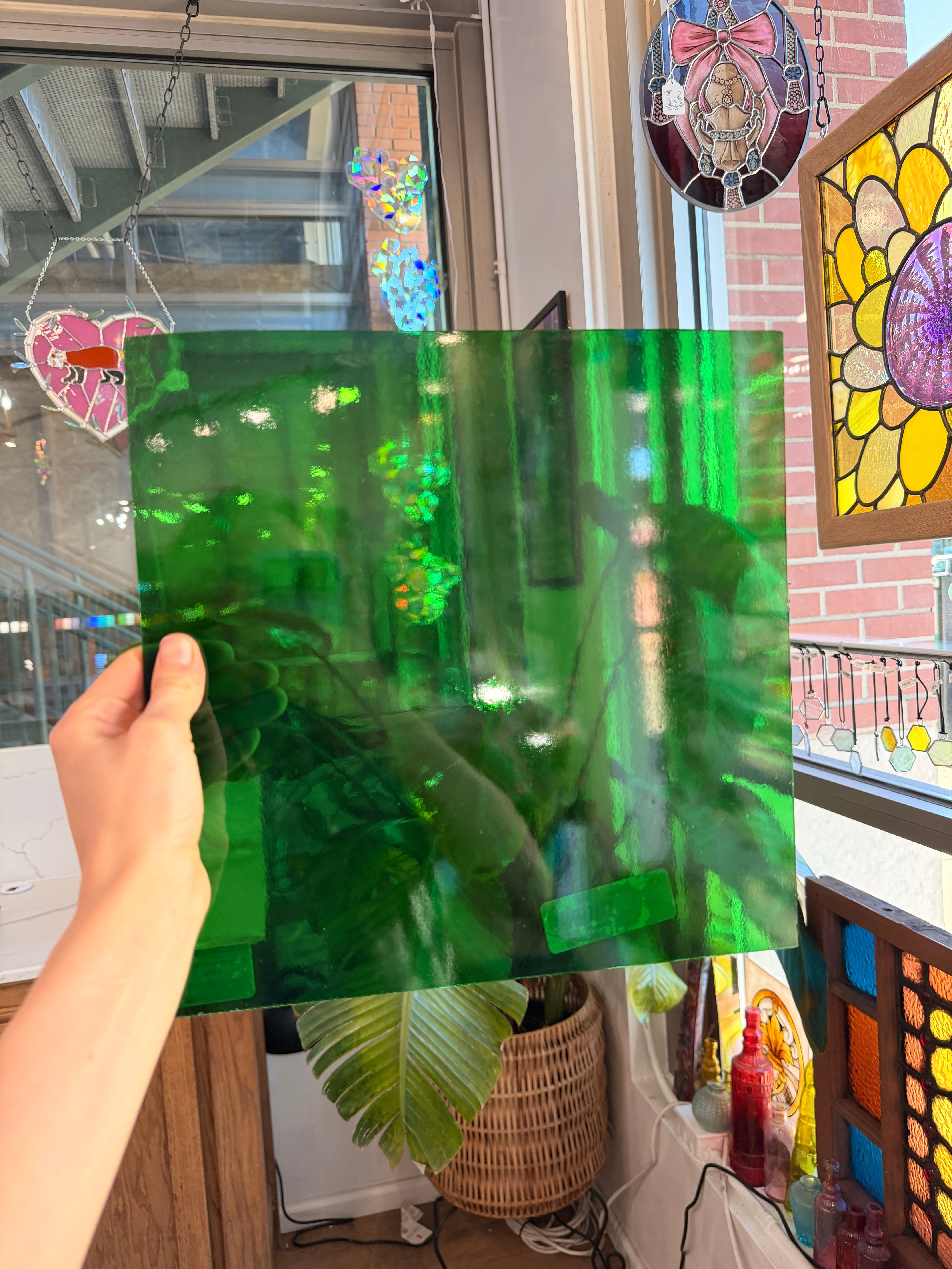 Medium Green Transparent Oceanside Fusible 96 COE (OGT 123F) Sheet Glass Colorado Glassworks