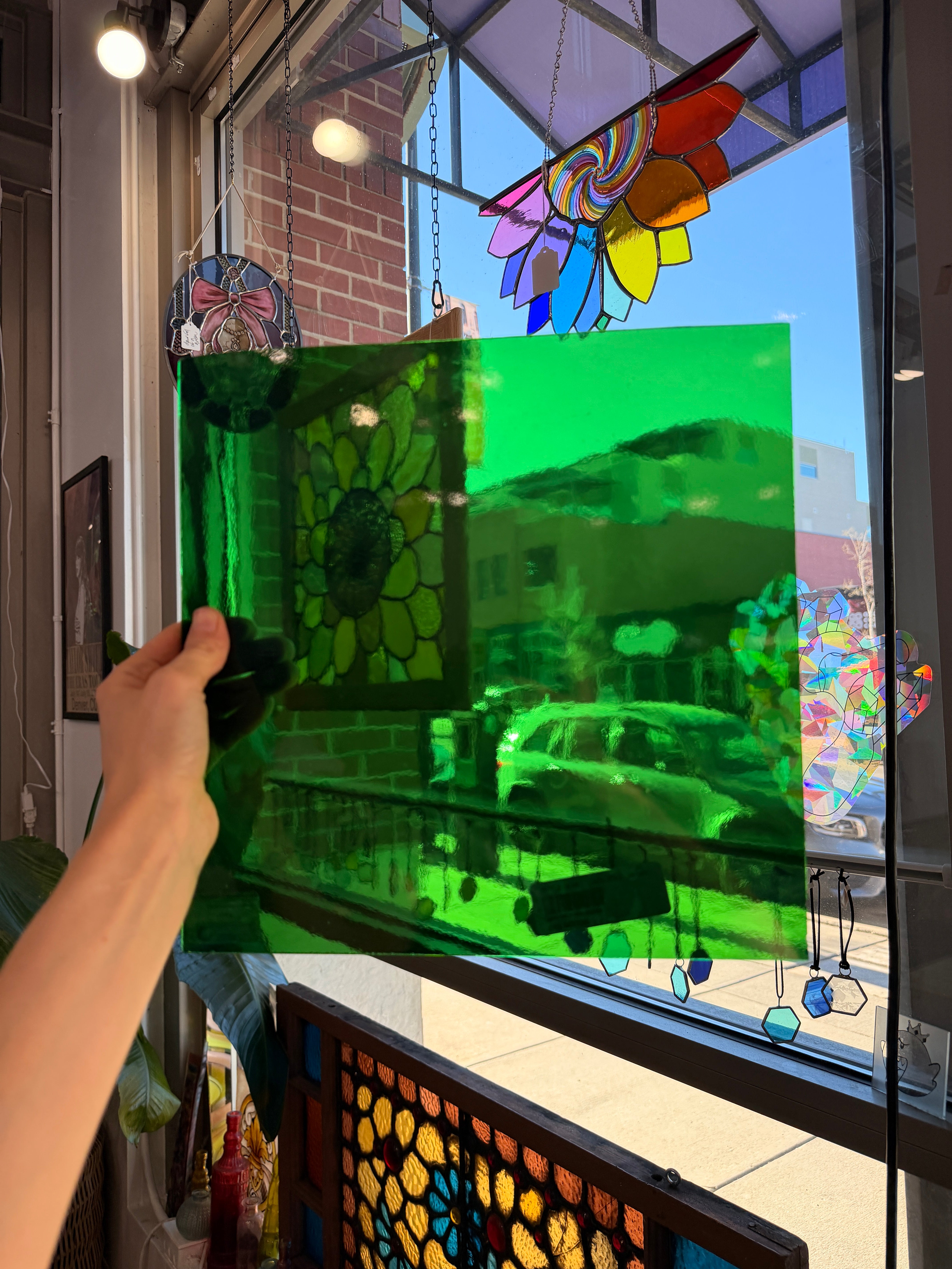 Medium Green Transparent Oceanside Fusible 96 COE (OGT 123F) Sheet Glass Colorado Glassworks