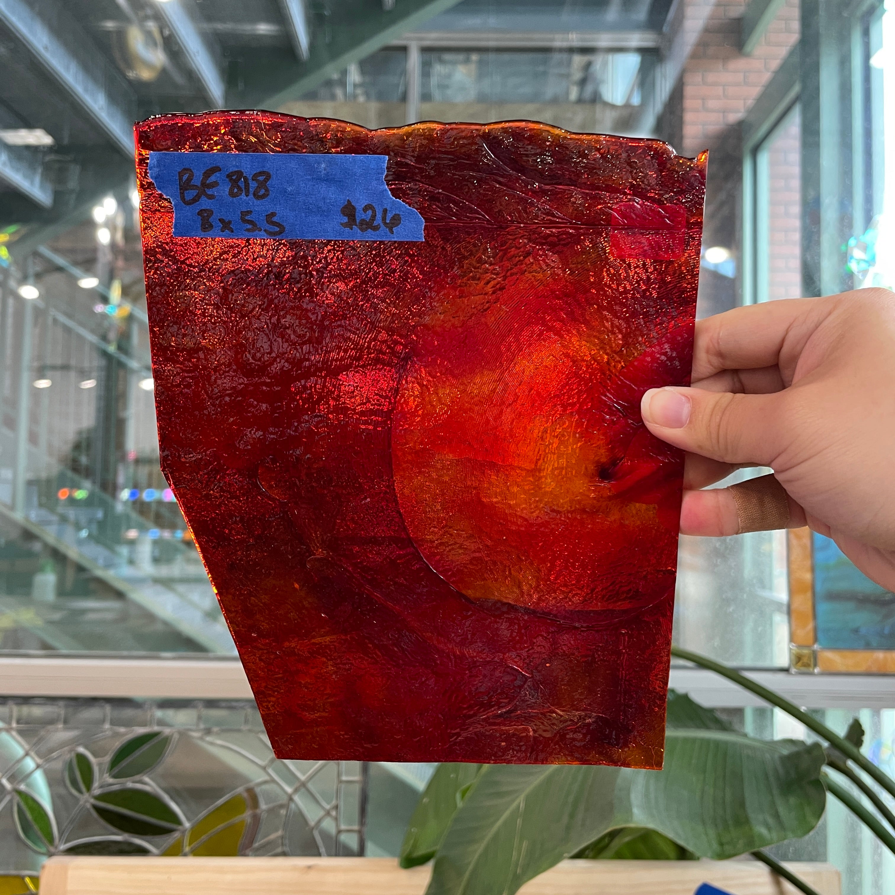 Red Orange Transparent Bullseye Sheet Glass Colorado Glassworks