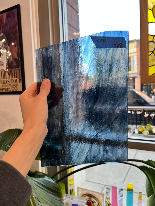 Blue Gray Wispy Vintage Kokomo Sheet Glass Colorado Glassworks