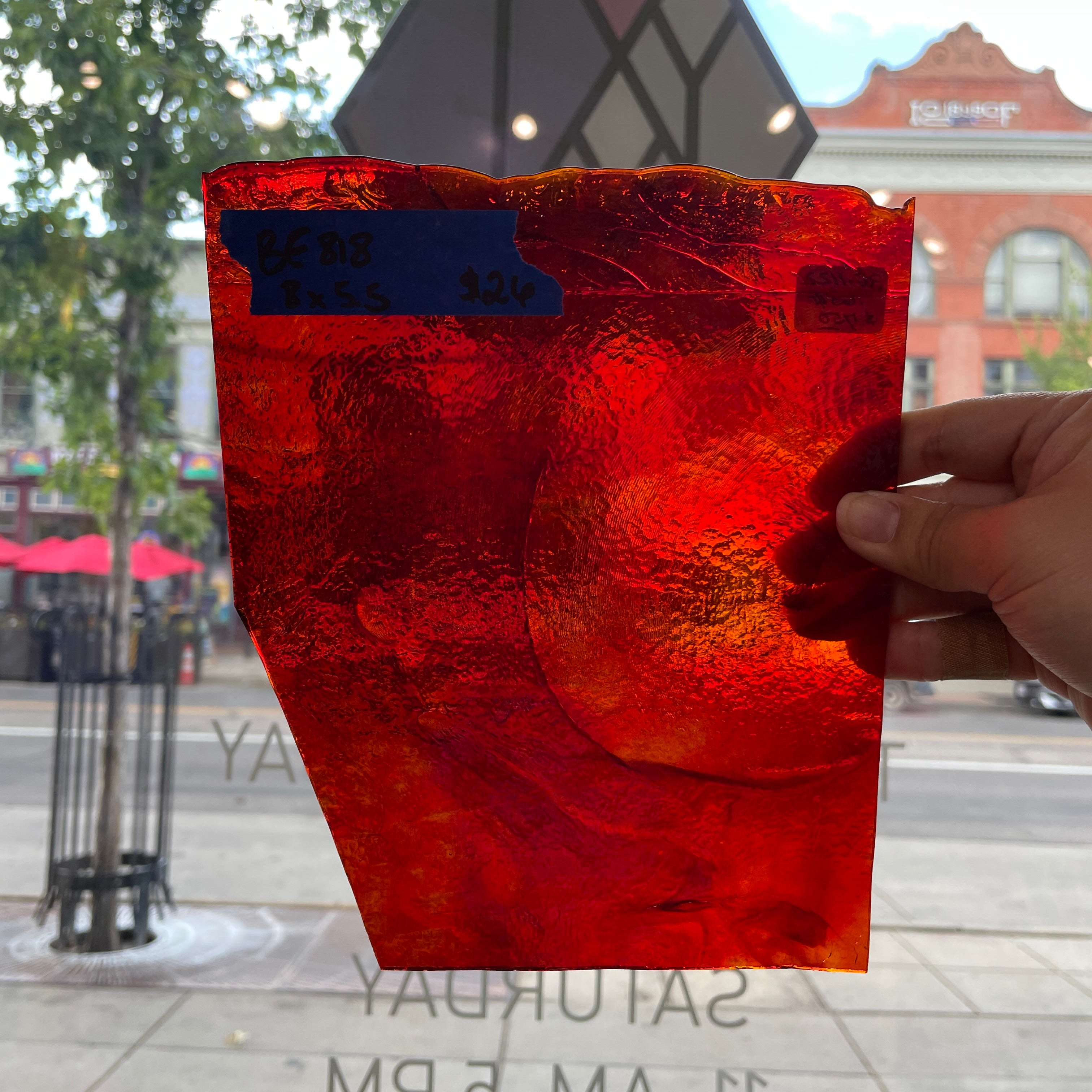Red Orange Transparent Bullseye Sheet Glass Colorado Glassworks