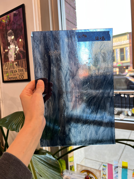 Blue Gray Wispy Vintage Kokomo Sheet Glass Colorado Glassworks