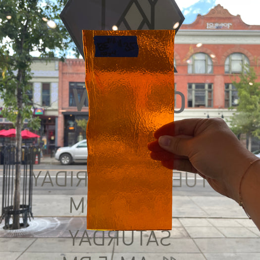 Orange Transparent Iridescent Bullseye Fusible 90 COE Sheet Glass Colorado Glassworks