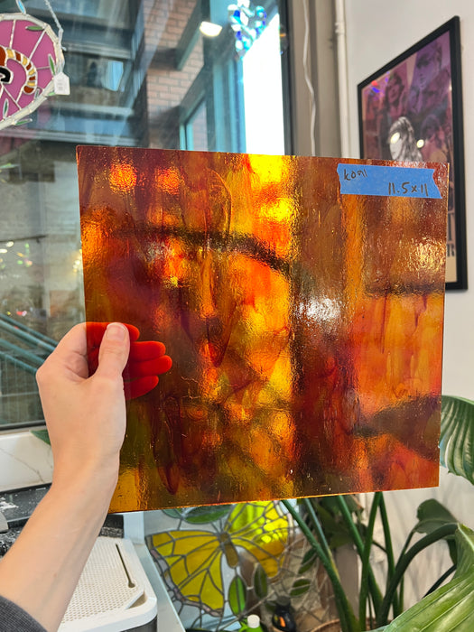 Orange Mixed Transparent Kokomo Sheet Glass Colorado Glassworks KO91 (11.5x11in)