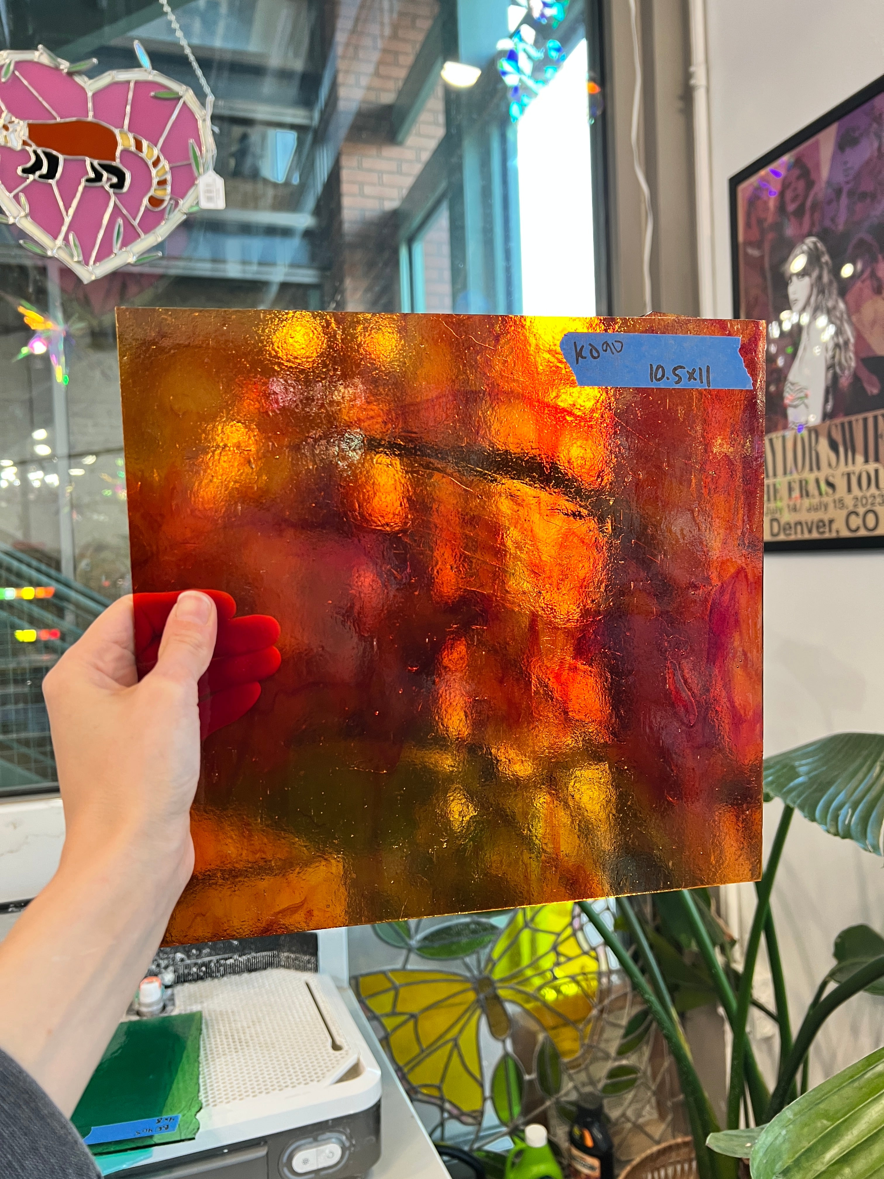 Orange Mixed Transparent Kokomo Sheet Glass Colorado Glassworks KO90 (10.5x11in)