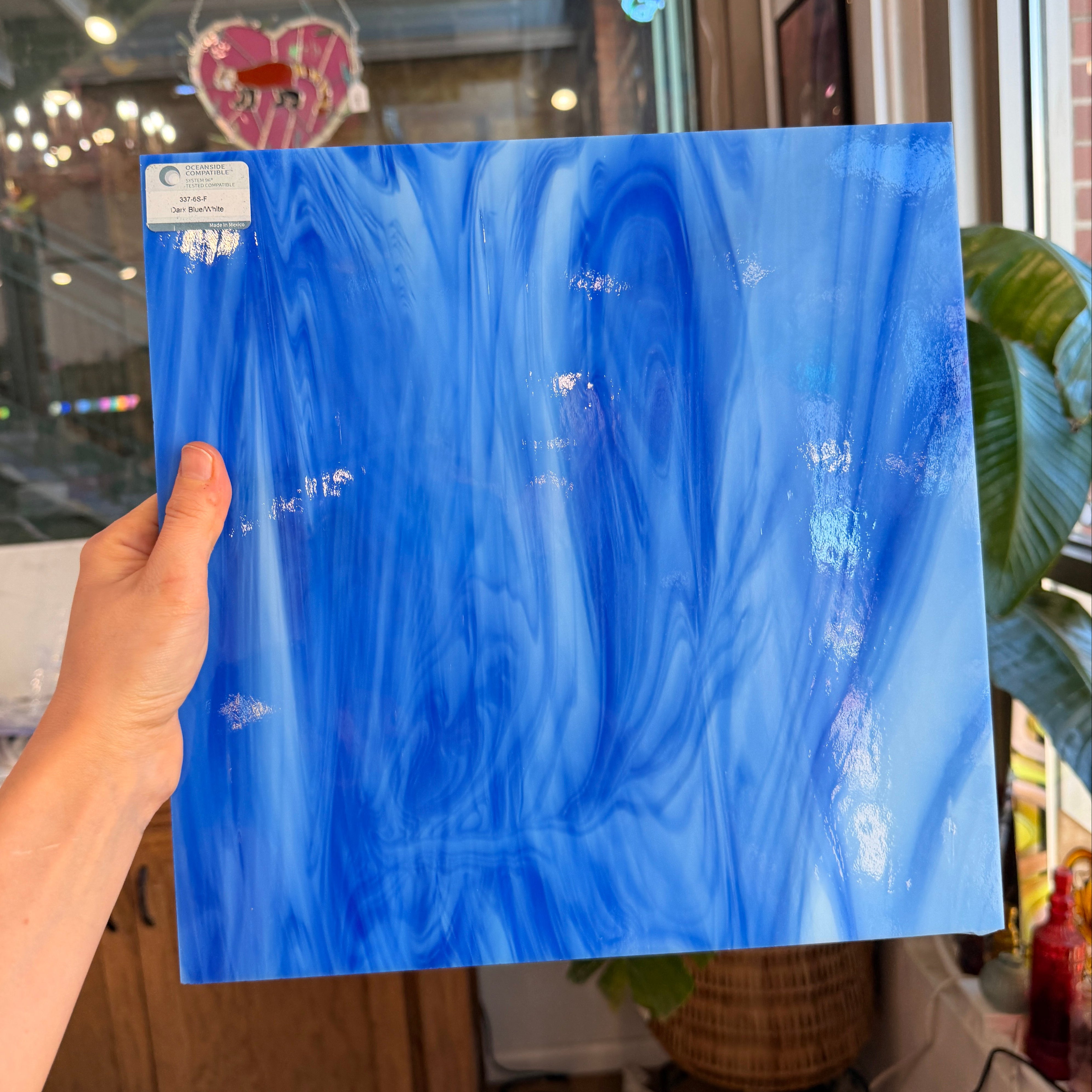 Dark Blue/White Oceanside Fusible 96 COE (OGT 337.6F) Sheet Glass Colorado Glassworks