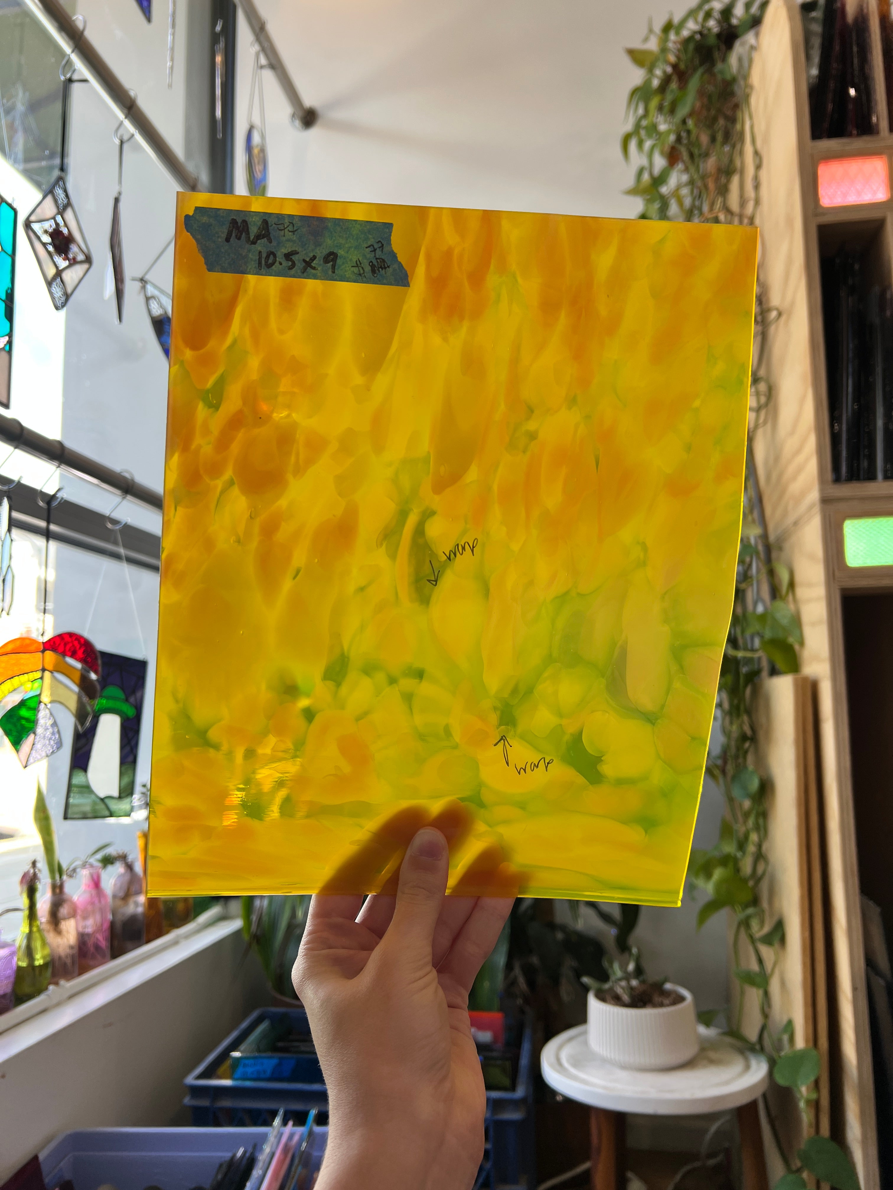 Strawberry Lemonade COGW by Monarch Glass Sheet Glass Colorado Glass Works MA77 (10.5x9in) *discounted due to imperfection*