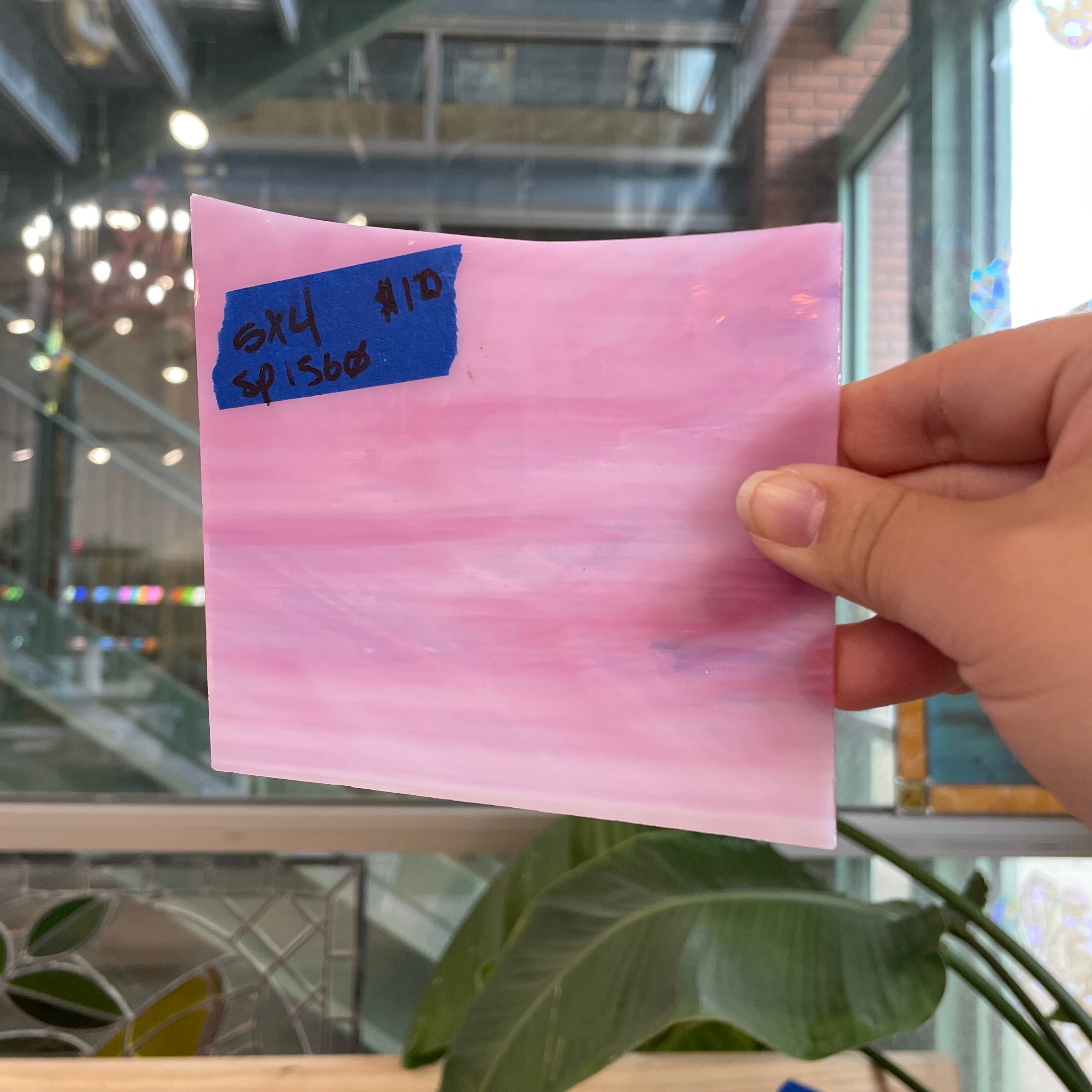 White Pink Wispy Semi-Opaque Spectrum Sheet Glass Colorado Glassworks