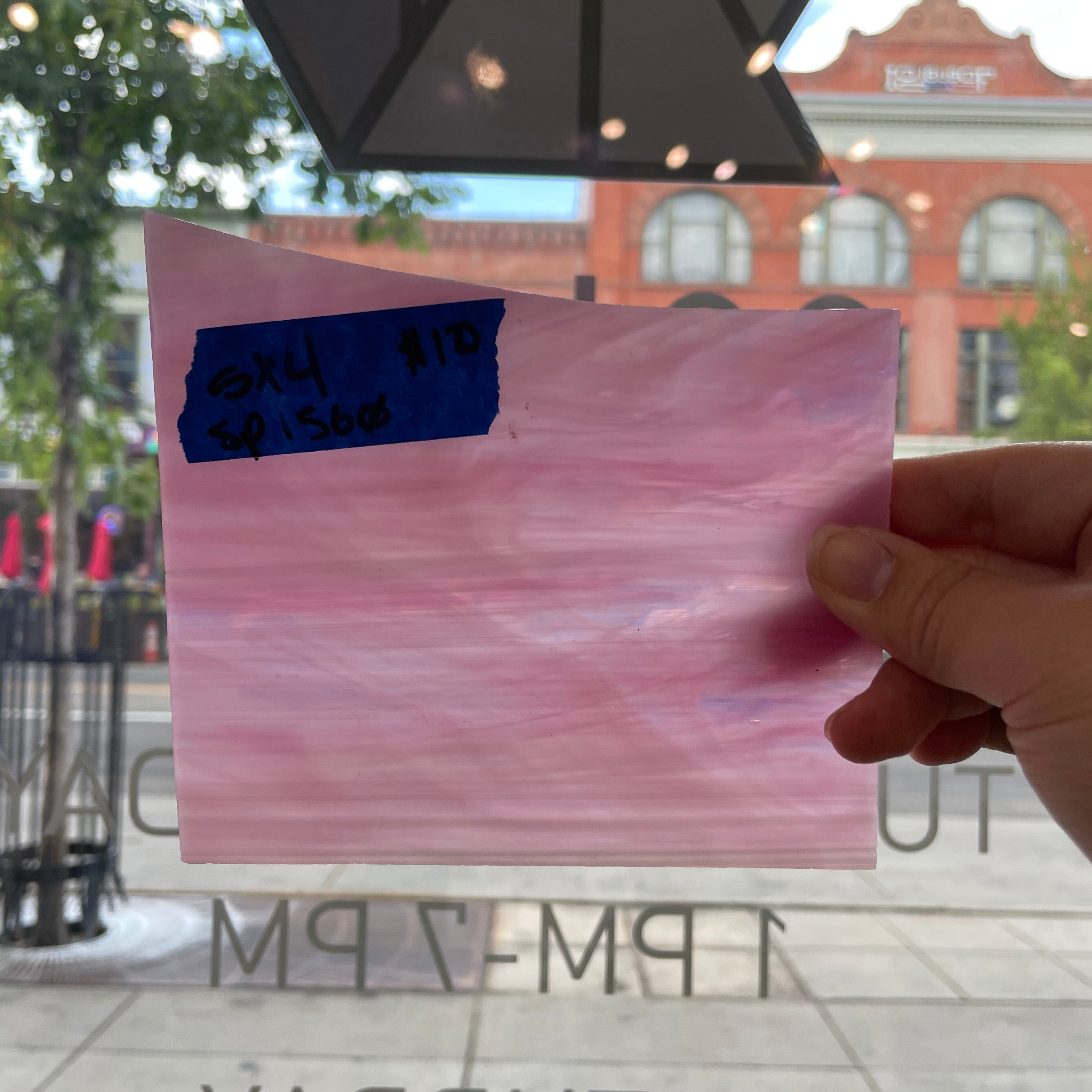 White Pink Wispy Semi-Opaque Spectrum Sheet Glass Colorado Glassworks