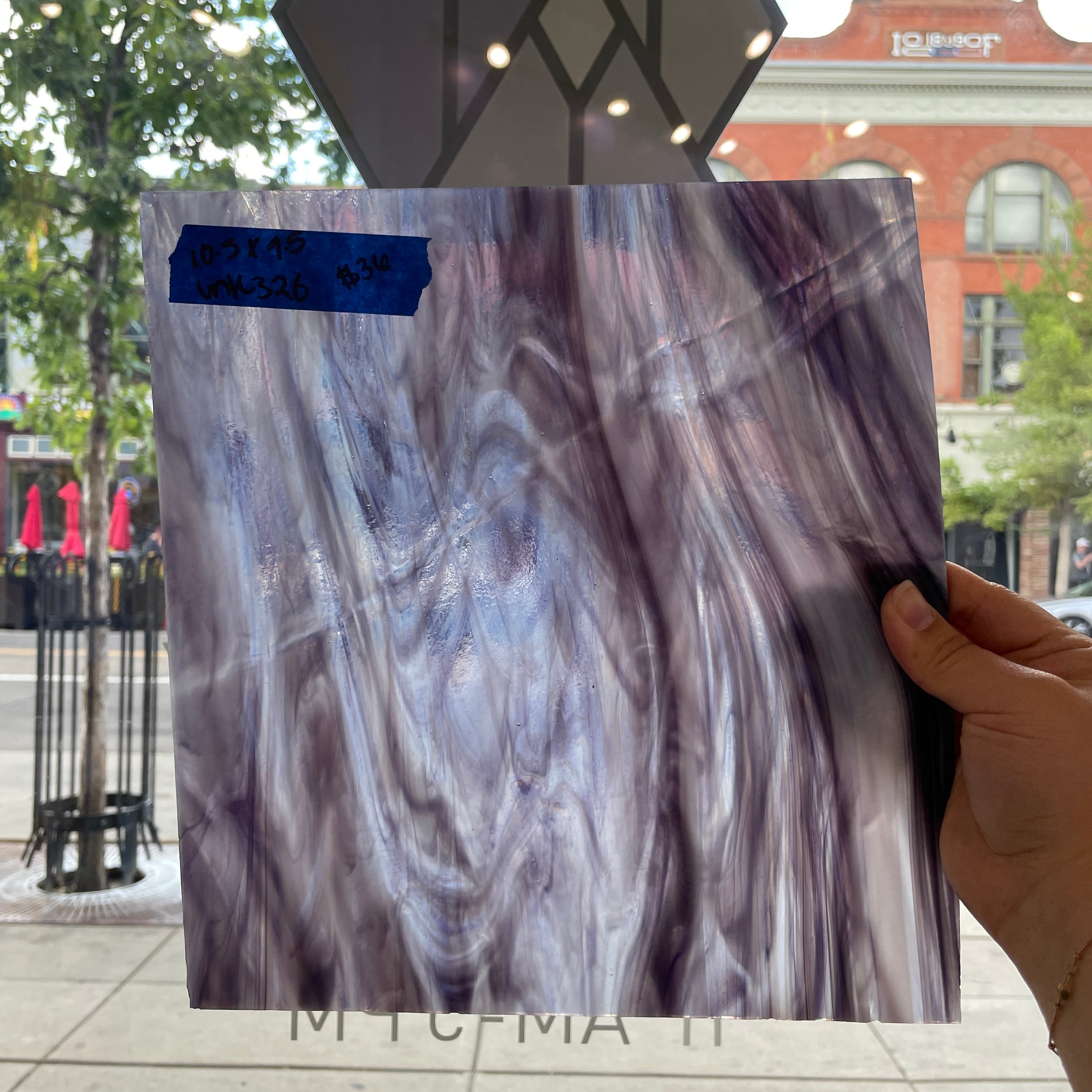 Purple White Clear Wispy Sheet Glass Colorado Glassworks