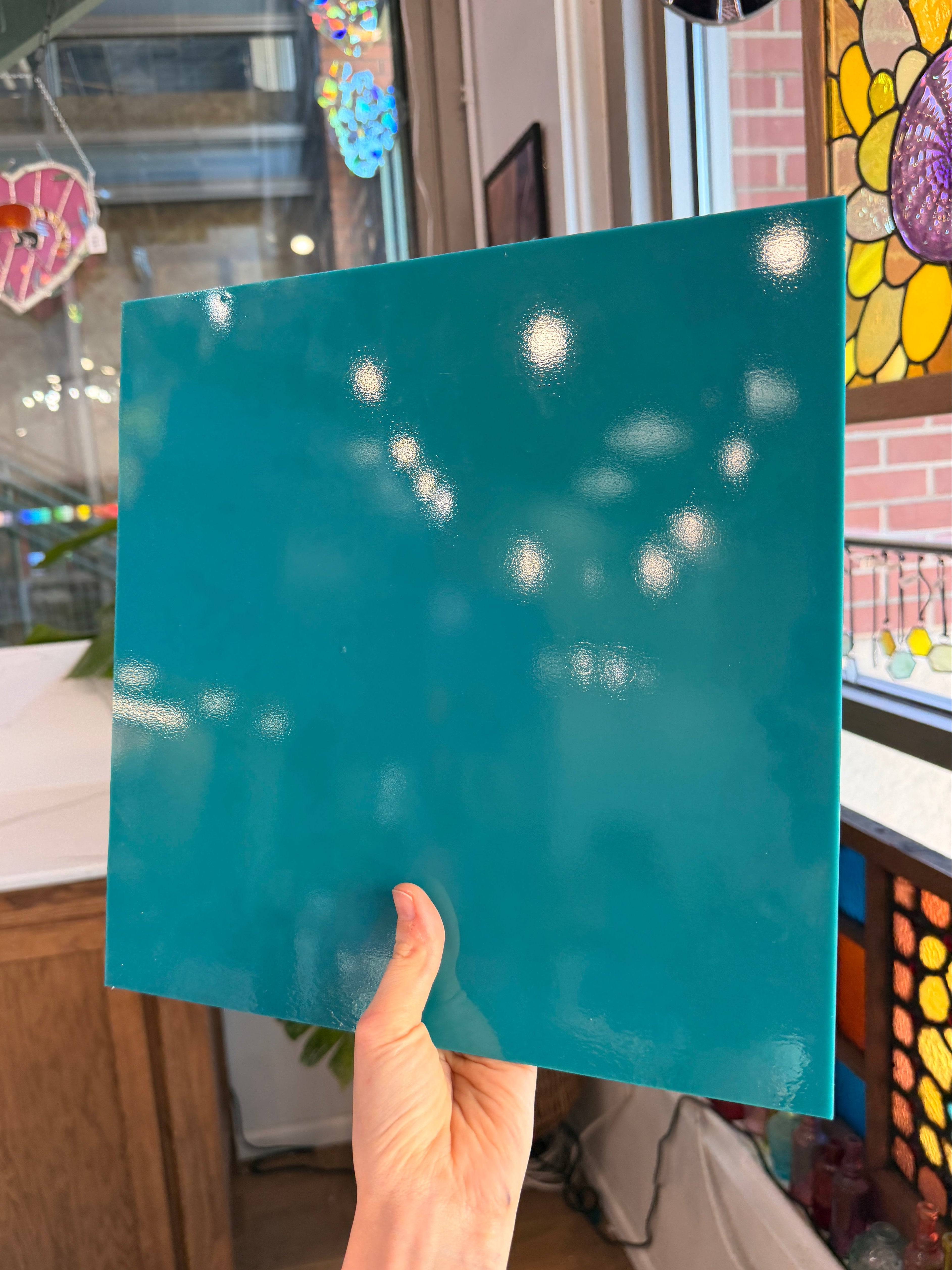 Peacock Green Opalescent Oceanside Fusible 96 COE (OGT 223.74F) Sheet Glass Colorado Glassworks