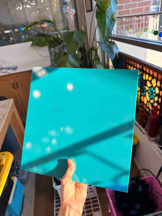 Peacock Green Opalescent Oceanside Fusible 96 COE (OGT 223.74F) Sheet Glass Colorado Glassworks