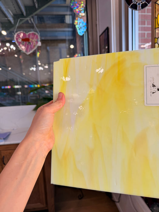 White/Yellow Oceanside Fusible 96 COE (OGT 365.1F) Sheet Glass Colorado Glassworks