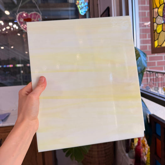 White/Yellow Oceanside Fusible 96 COE (OGT 365.1F) Sheet Glass Colorado Glassworks