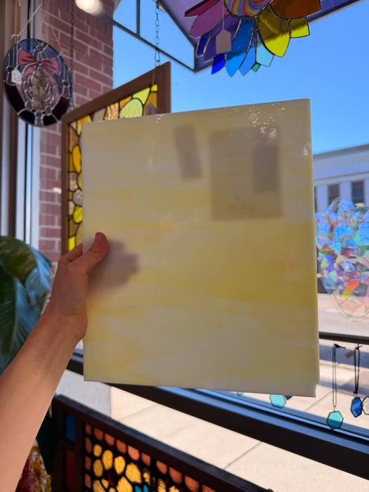 White/Yellow Oceanside Fusible 96 COE (OGT 365.1F) Sheet Glass Colorado Glassworks