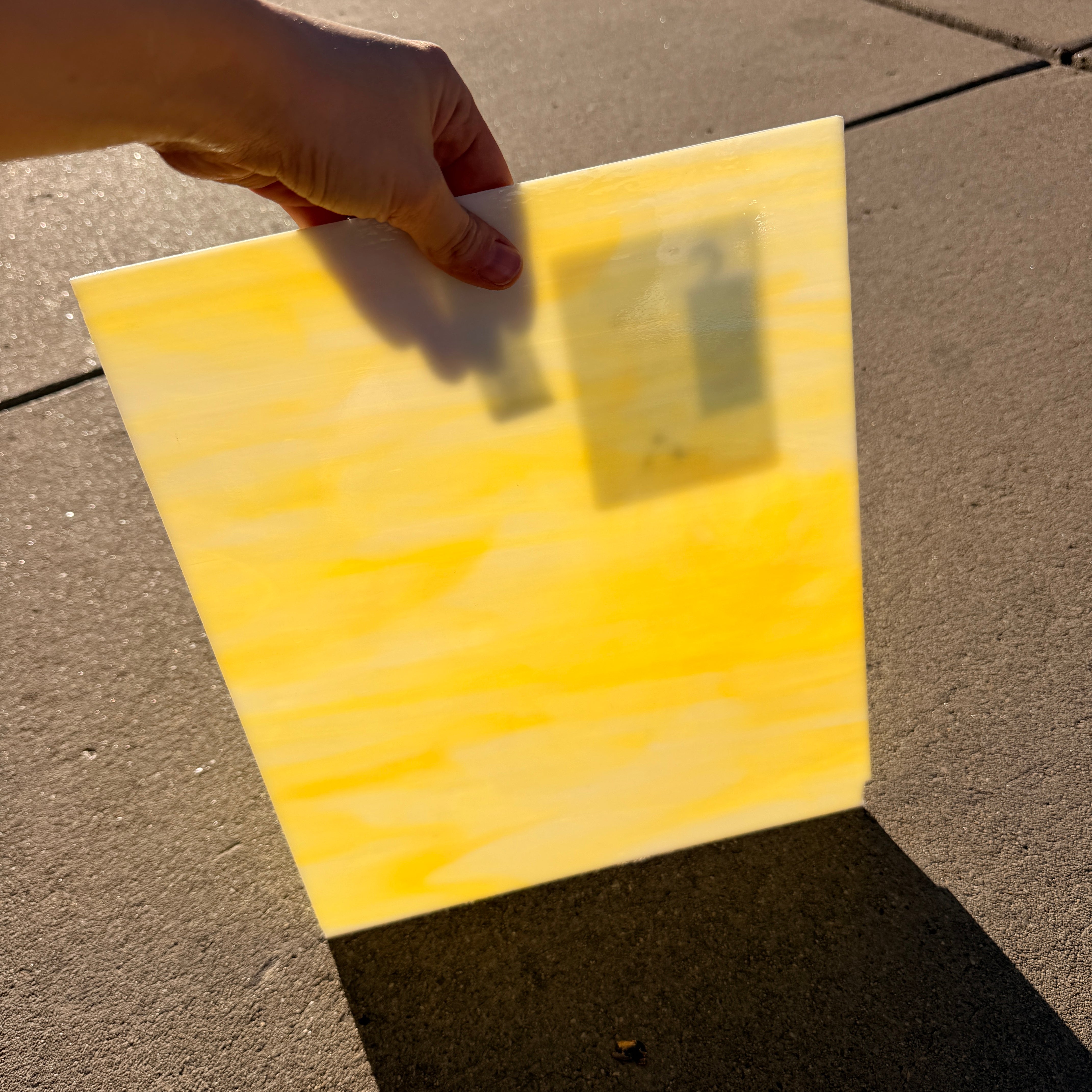 White/Yellow Oceanside Fusible 96 COE (OGT 365.1F) Sheet Glass Colorado Glassworks