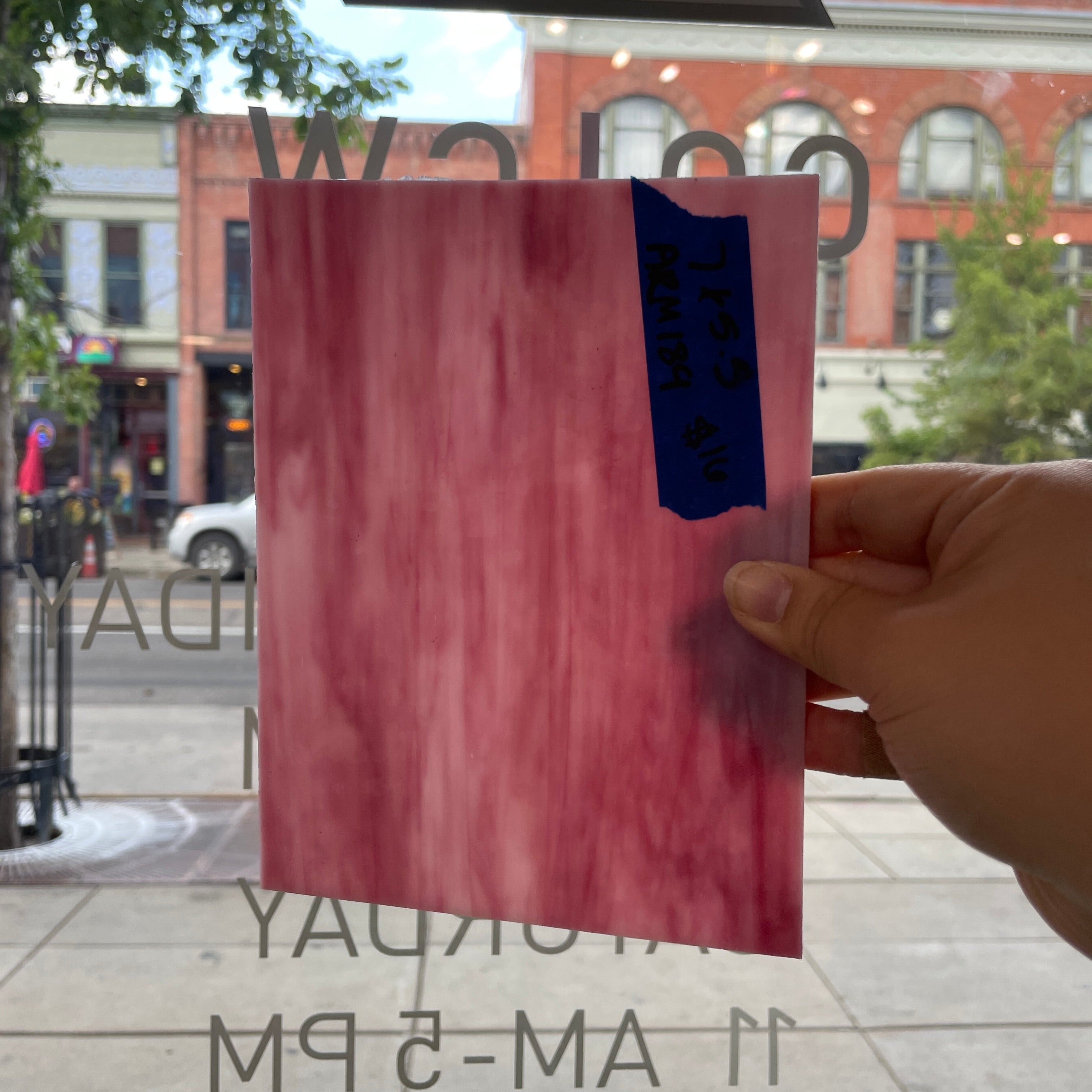 Pink White Mixed Opaque Armstrong Sheet Glass Colorado Glassworks