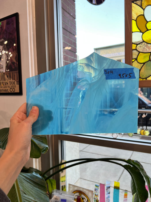 Blue White Wispy Vintage Spectrum Sheet Glass Bullseye