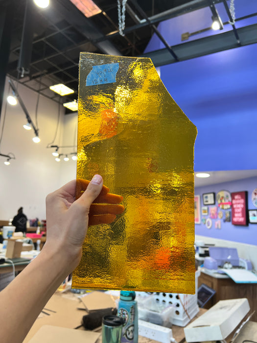 Honey Amber Cathedral Transparent Fusible COE96 Youghiogheny Sheet Glass Colorado Glassworks YG920 (12x4in)  