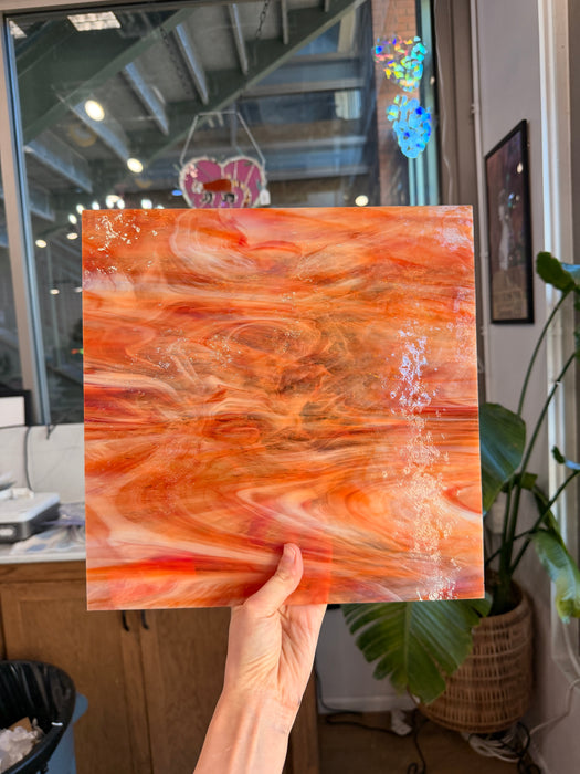 Autumn Flame Pearl Opal Oceanside Fusible 96 COE (OGT 6051.83CCF) Sheet Glass Colorado Glassworks