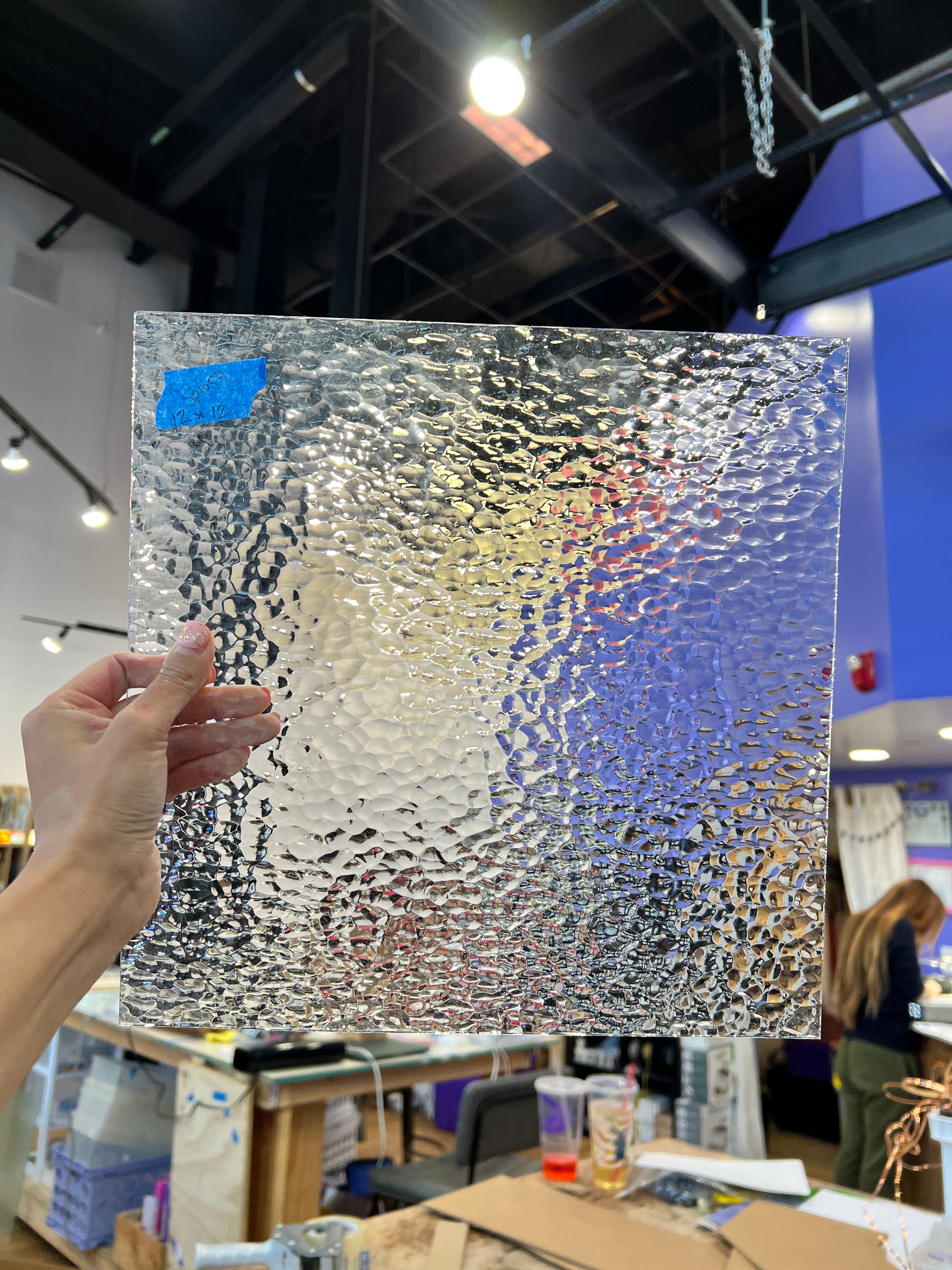 Clear Hammered Spectrum Sheet Glass Colorado Glass Works SP1054 (12x12in)  