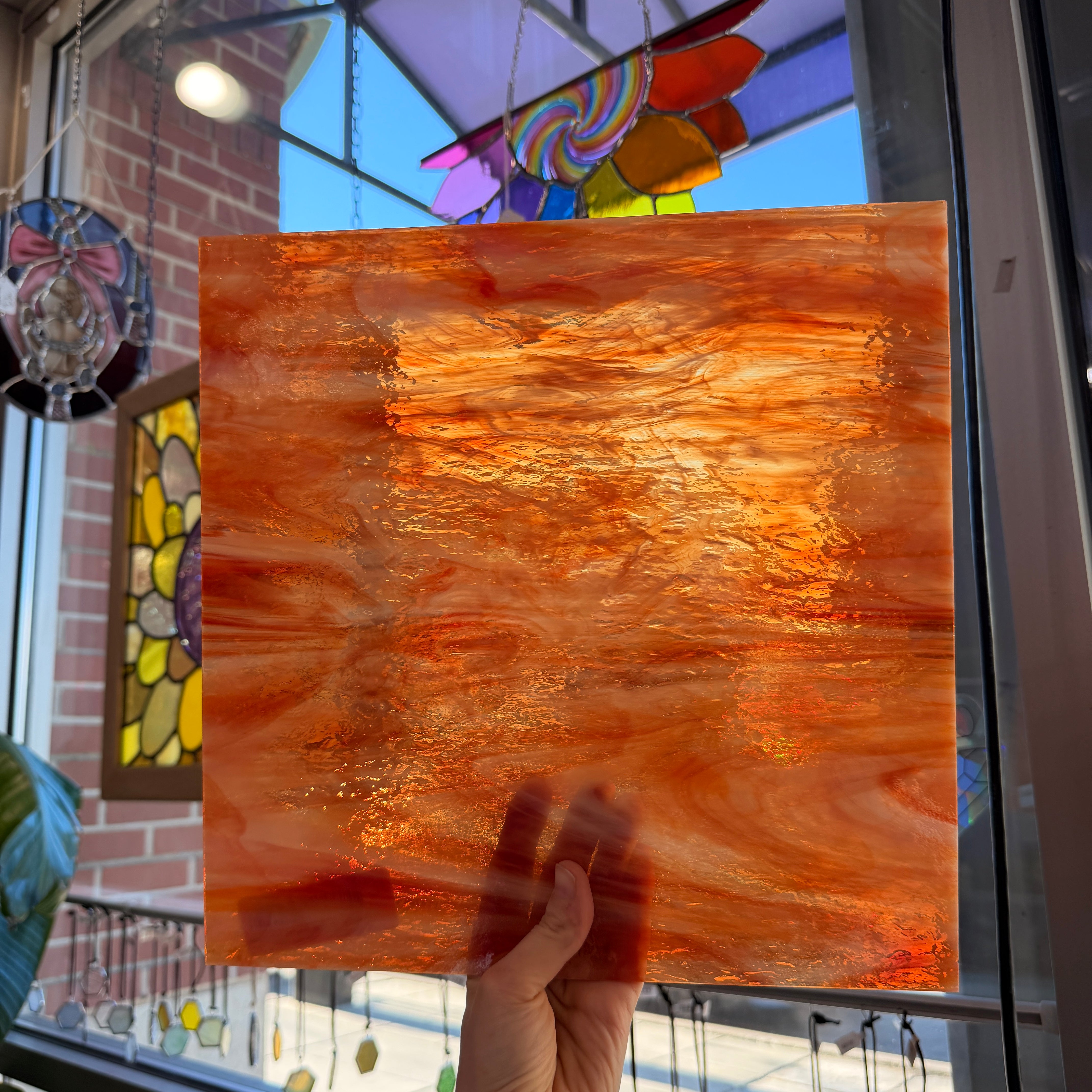 Autumn Flame Pearl Opal Oceanside Fusible 96 COE (OGT 6051.83CCF) Sheet Glass Colorado Glassworks