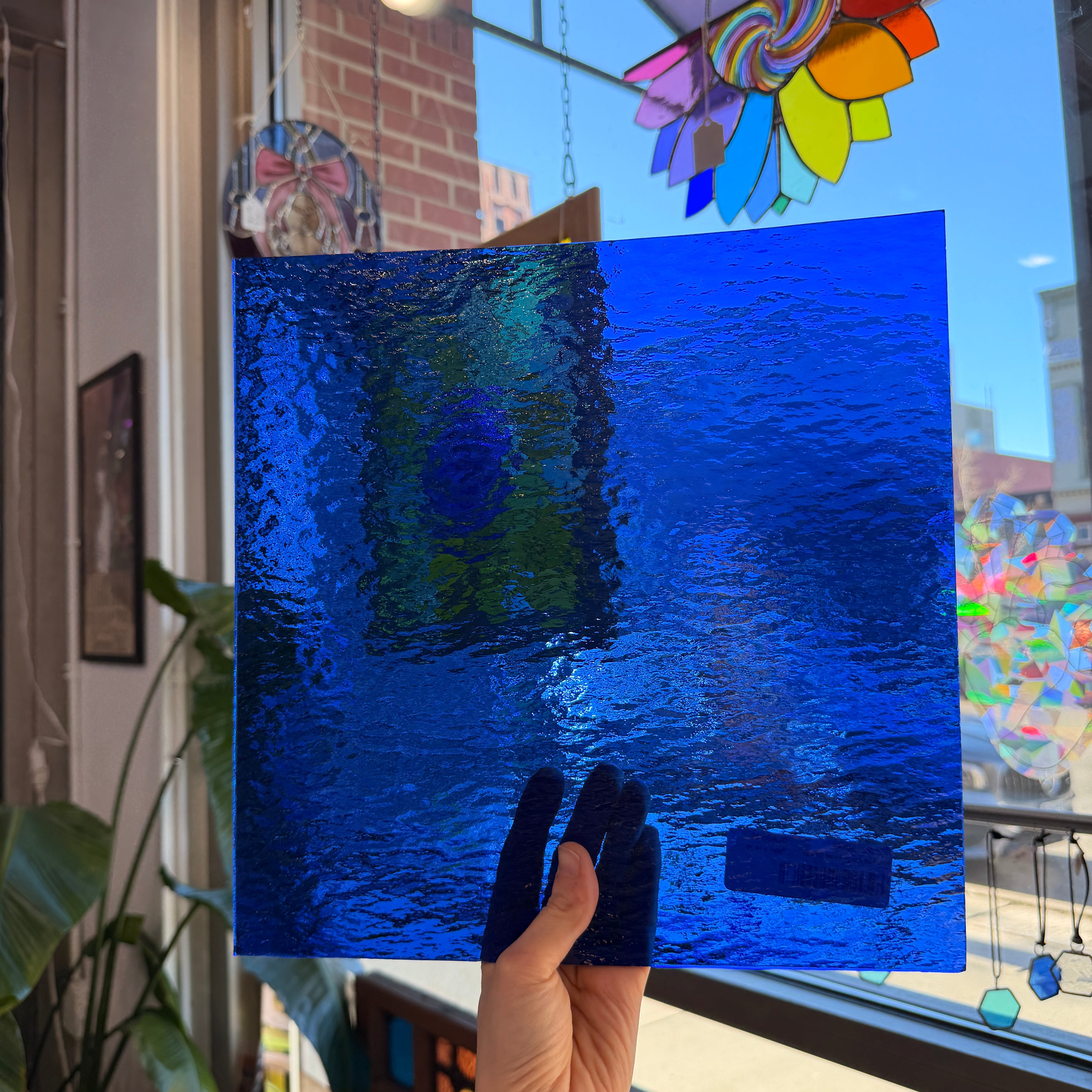 Medium Blue Rough Rolled Oceanside Fusible 96 COE (OGT 134RRF) Sheet Glass Colorado Glassworks
