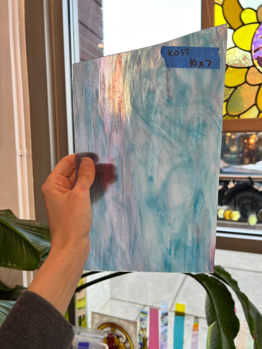 Pink Teal Blue White Wispy Kokomo Sheet Glass Colorado Glassworks