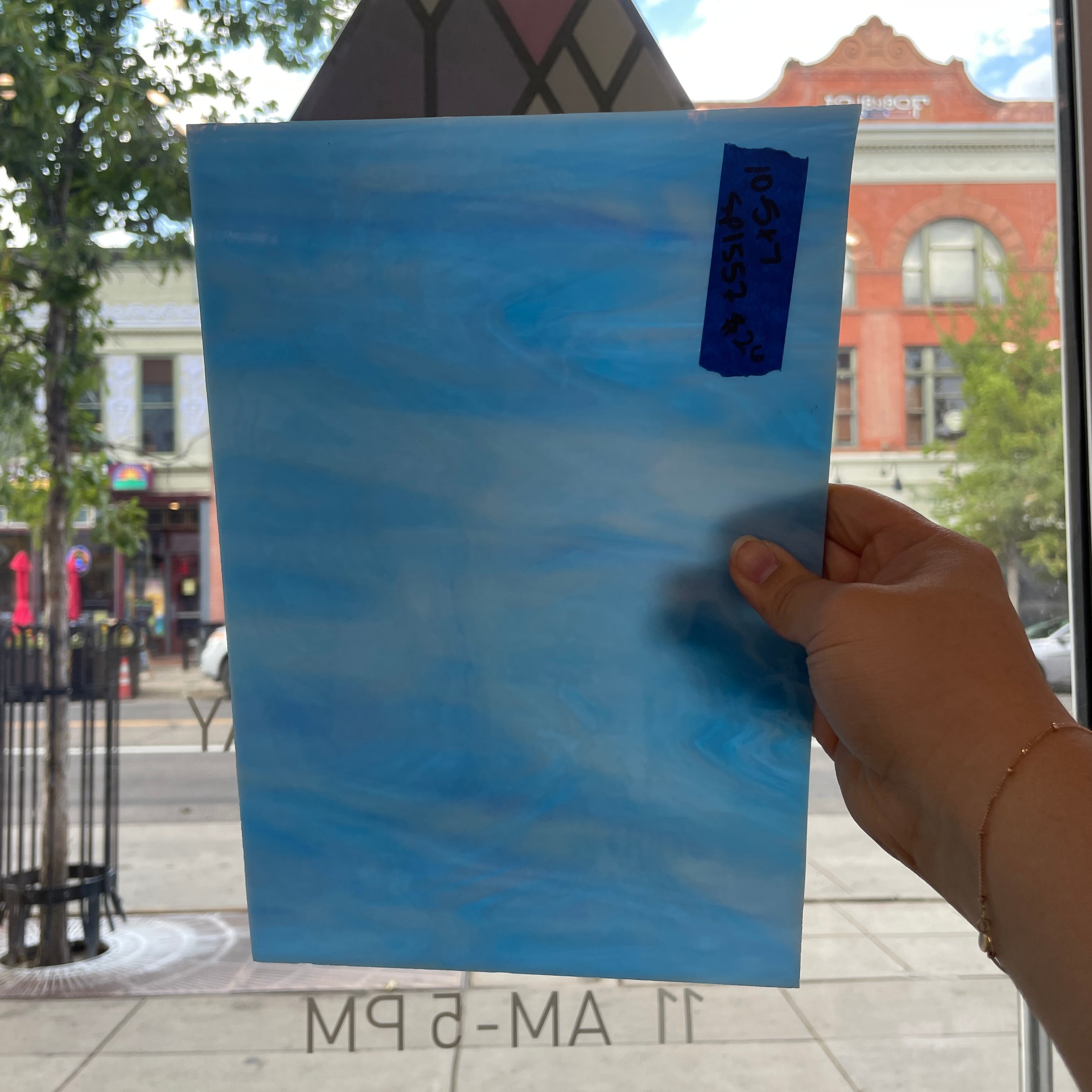 White Blue Opaque Spectrum Sheet Glass Colorado Glassworks