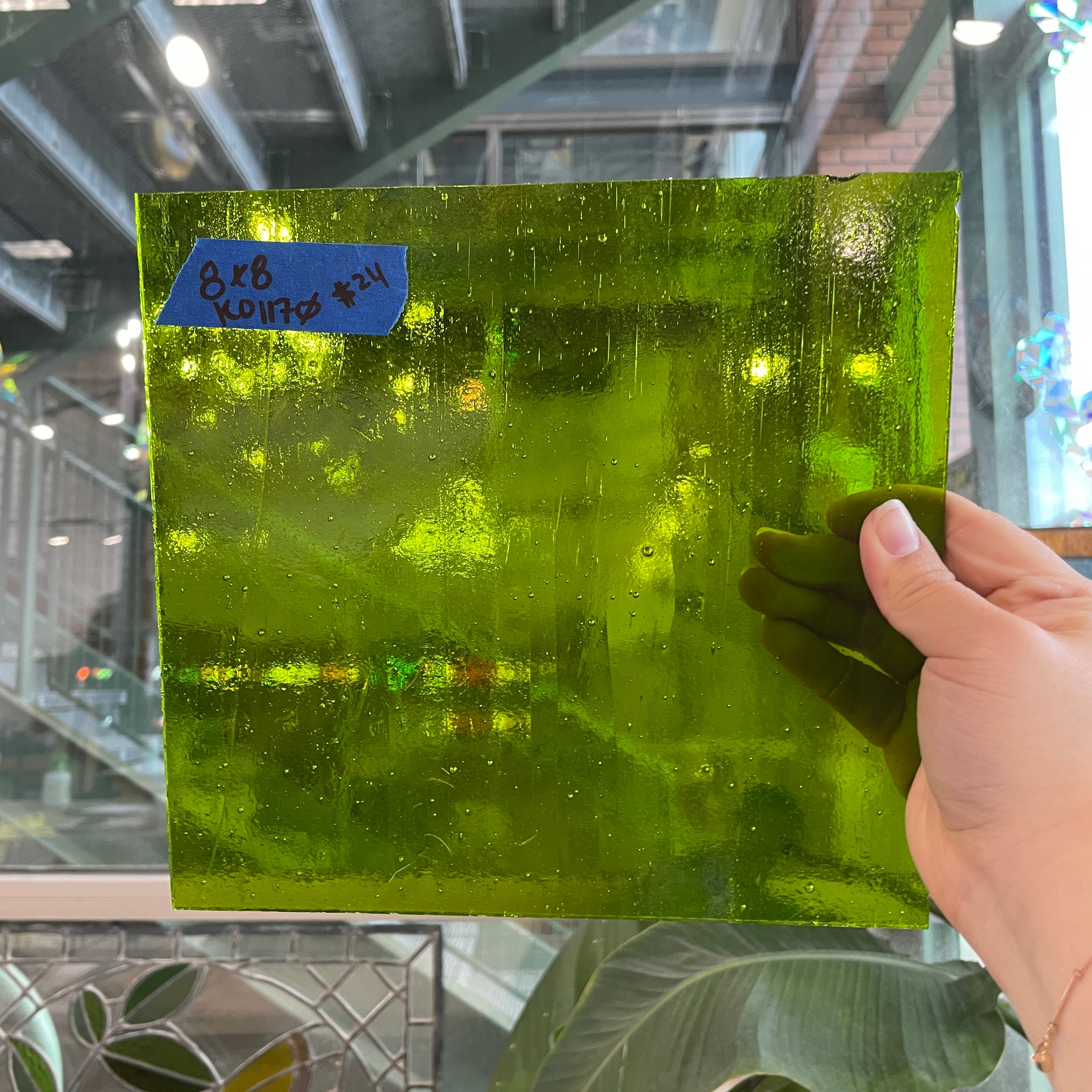 Pickle Green Transparent Kokomo Colorado Glassworks KO1170 (8x8in)