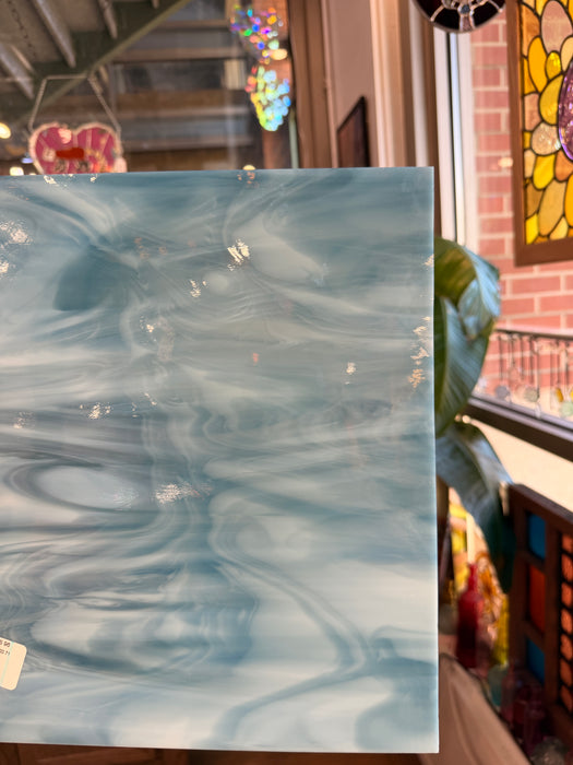Steel Blue/White Oceanside Fusible 96 COE (OGT 838.74F) Sheet Glass Colorado Glassworks