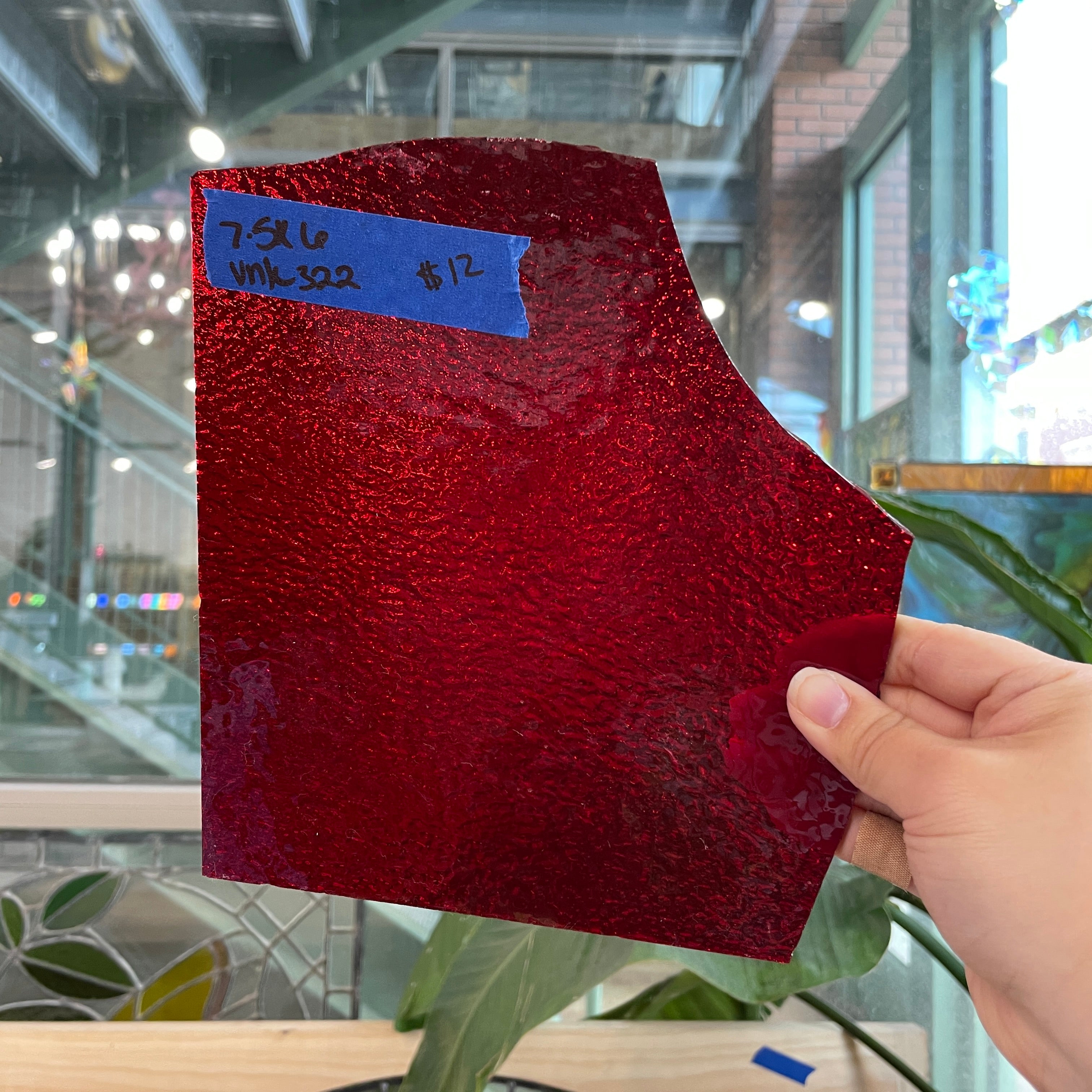 Cherry Red Textured Transparent Sheet Glass Colorado Glassworks