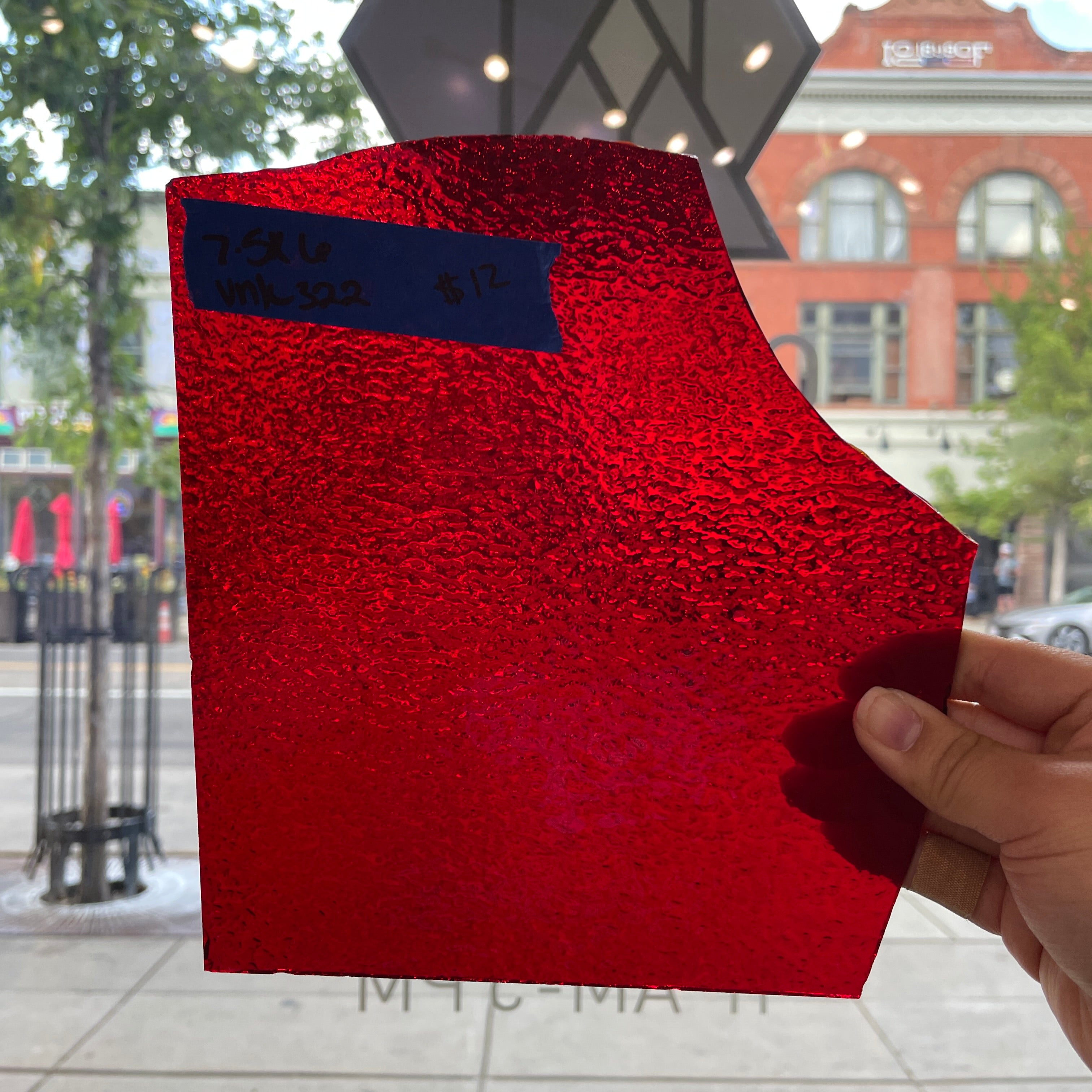Cherry Red Textured Transparent Sheet Glass Colorado Glassworks
