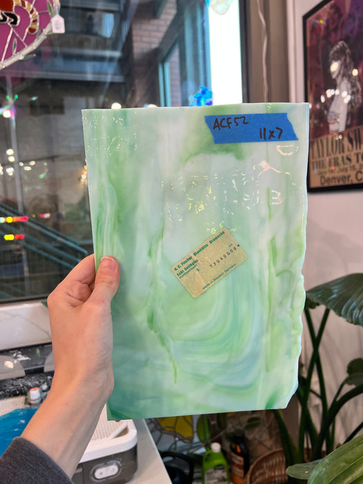 Vintage Blue Green White Mixed AC Fischer Sheet Glass Colorado Glassworks ACF52 (11x7in)