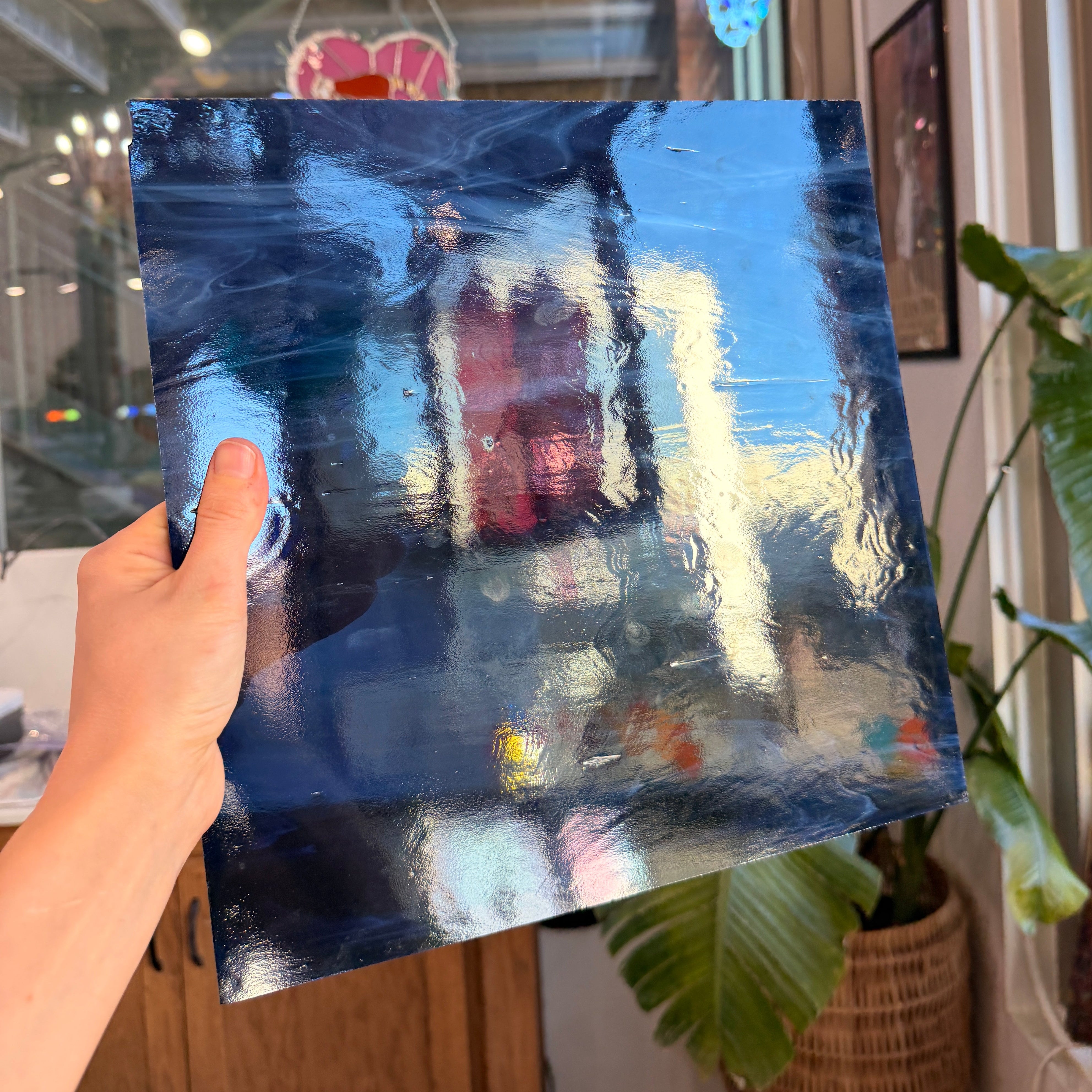 Navy Blue Wispy Oceanside Fusible 96 COE (OGT 838.96F) Sheet Glass Colorado Glassworks