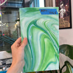 Vintage Blue Green White Mixed AC Fischer Sheet Glass Colorado Glassworks ACF51 (11x6.5in)