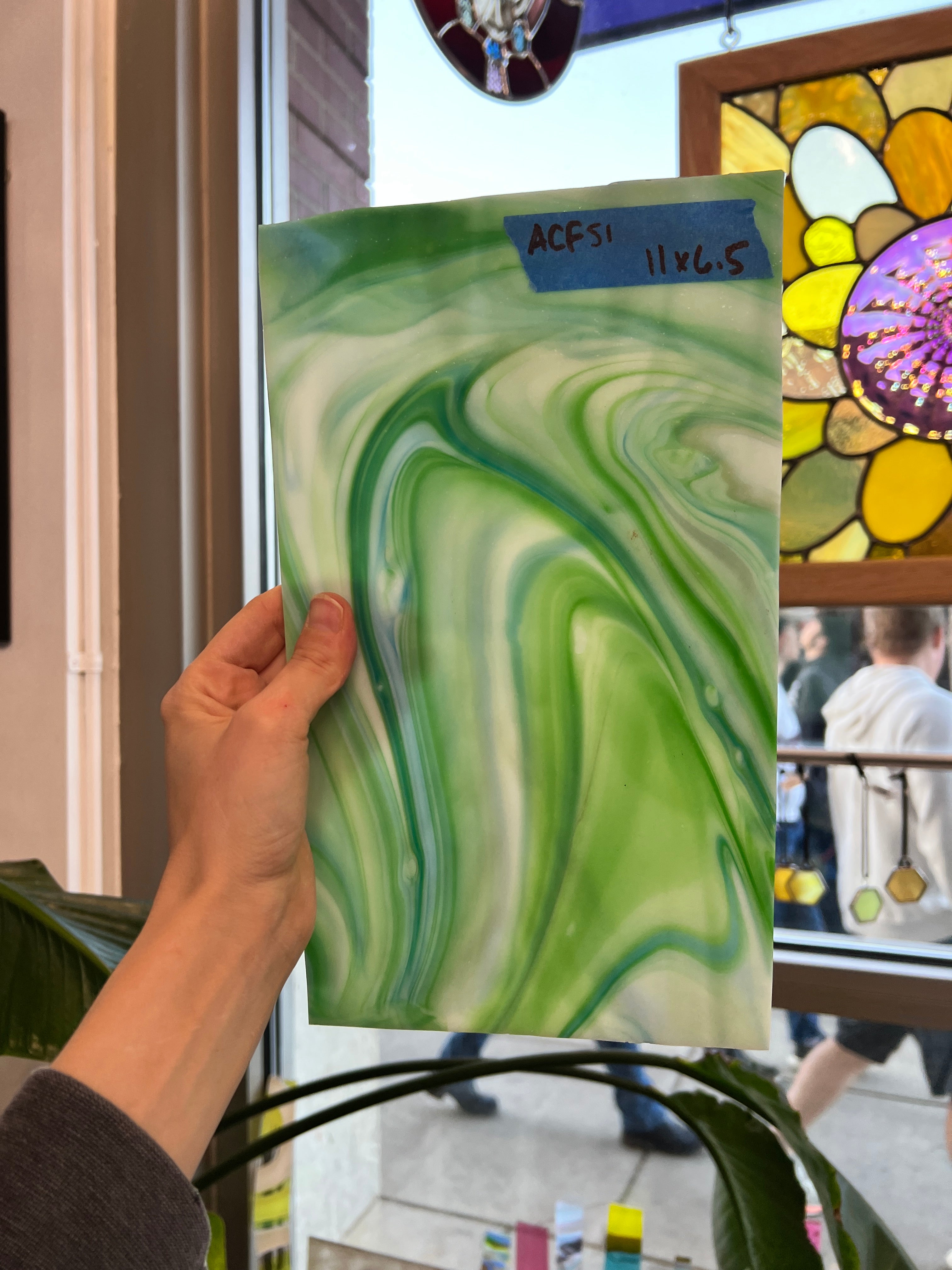 Vintage Blue Green White Mixed AC Fischer Sheet Glass Colorado Glassworks