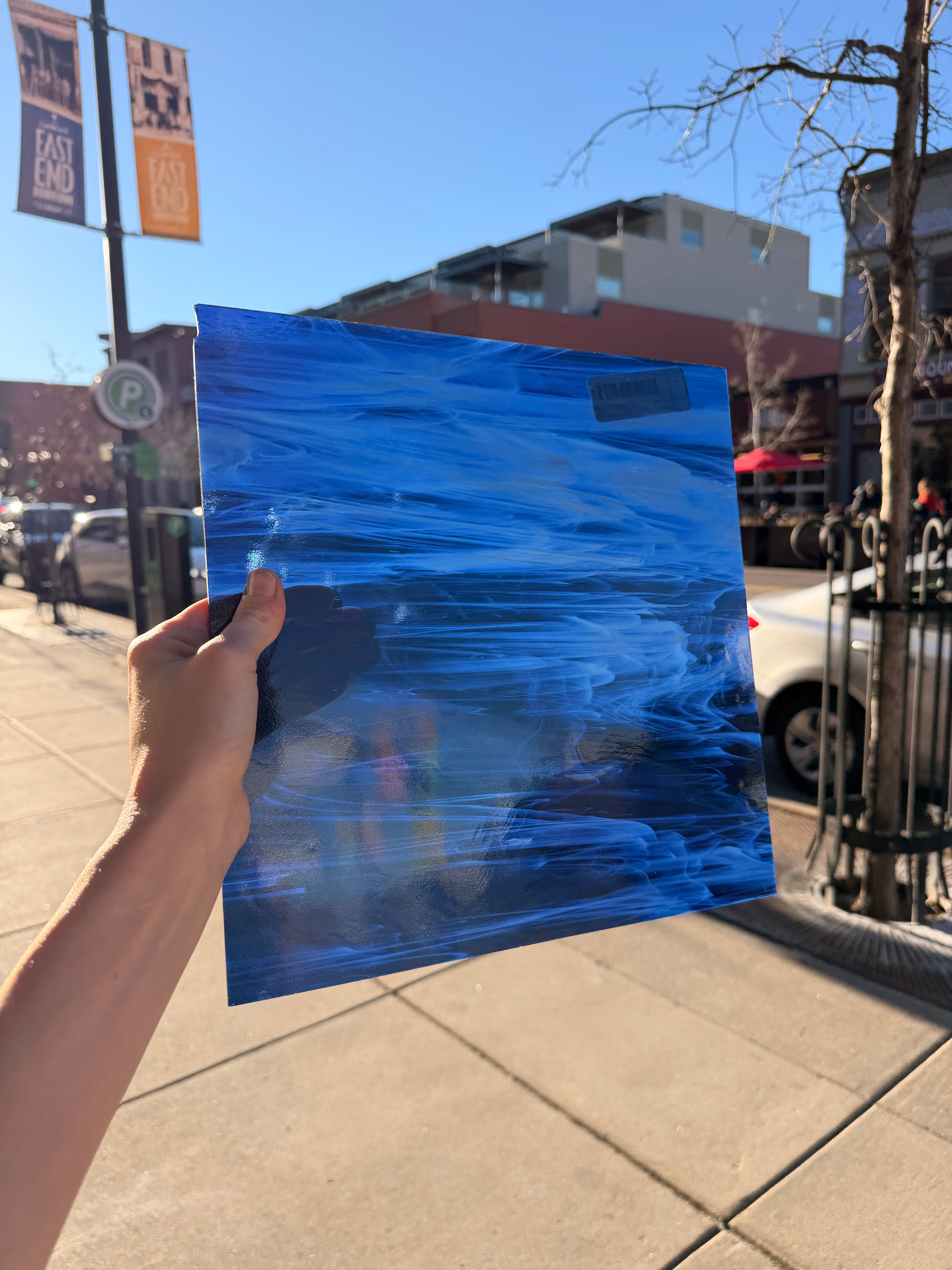 Navy Blue Wispy Oceanside Fusible 96 COE (OGT 838.96F) Sheet Glass Colorado Glassworks