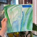 Vintage Blue Green White Mixed AC Fischer Sheet Glass Colorado Glassworks ACF50 (11x11in)
