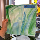 Vintage Blue Green White Mixed AC Fischer Sheet Glass Colorado Glassworks