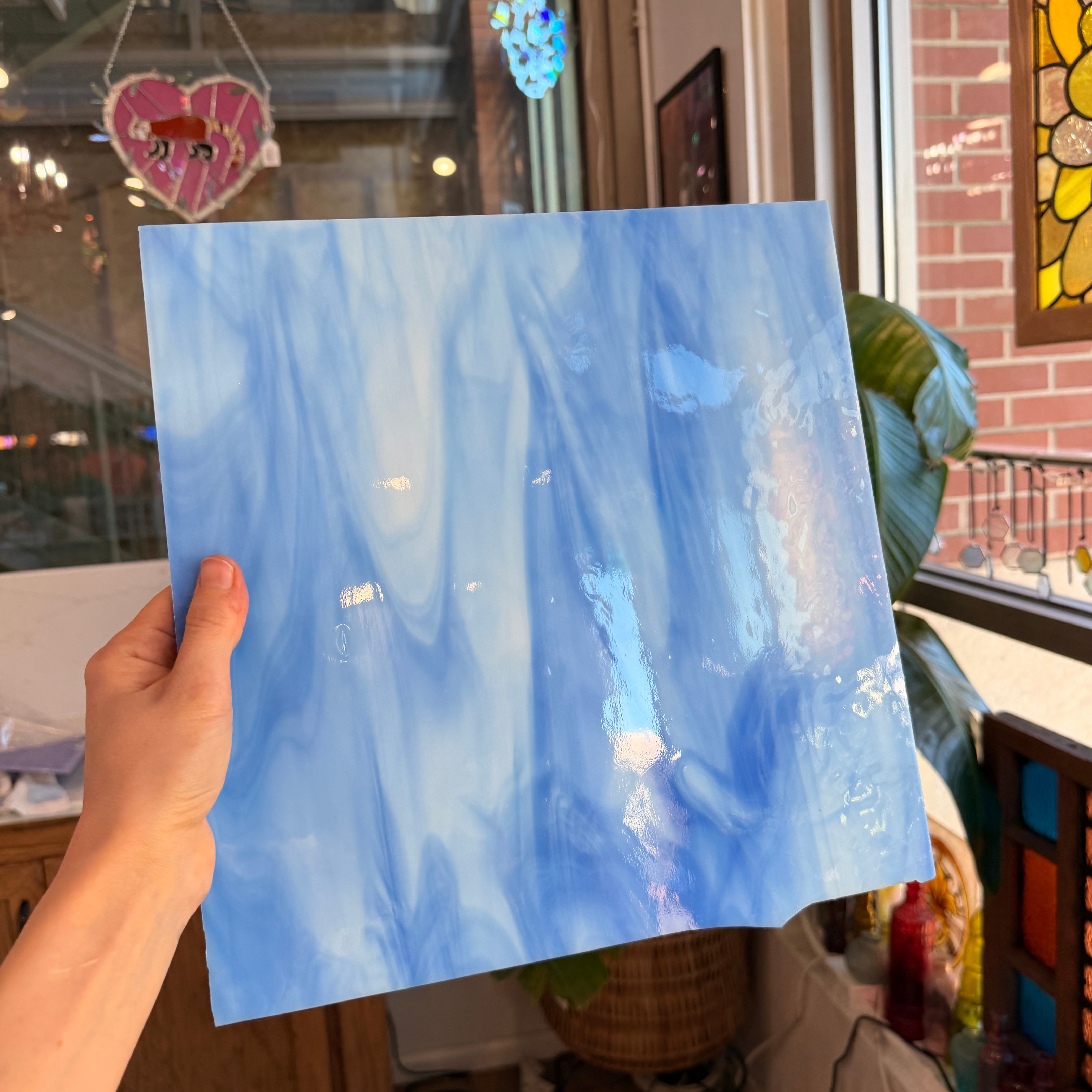 White/Light Blue Oceanside Fusible 96 COE (OGT 335.2F) Sheet Glass Colorado Glassworks