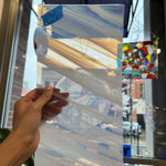 Lamberts Mouth Blown Violet & Opaque White on Clear (Flash Glass) S18 Sheet Glass Colorado Glassworks   